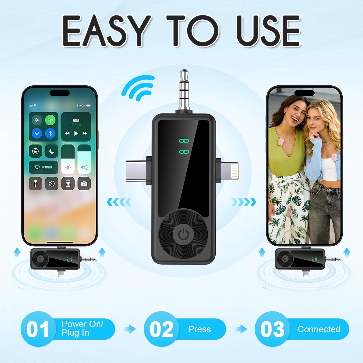 MICRÓFONO INALÁMBRICO MINI THERIVO PARA IPHONE, ANDROID Y CÁMARA CON REDUCCIÓN DE RUIDO - 3