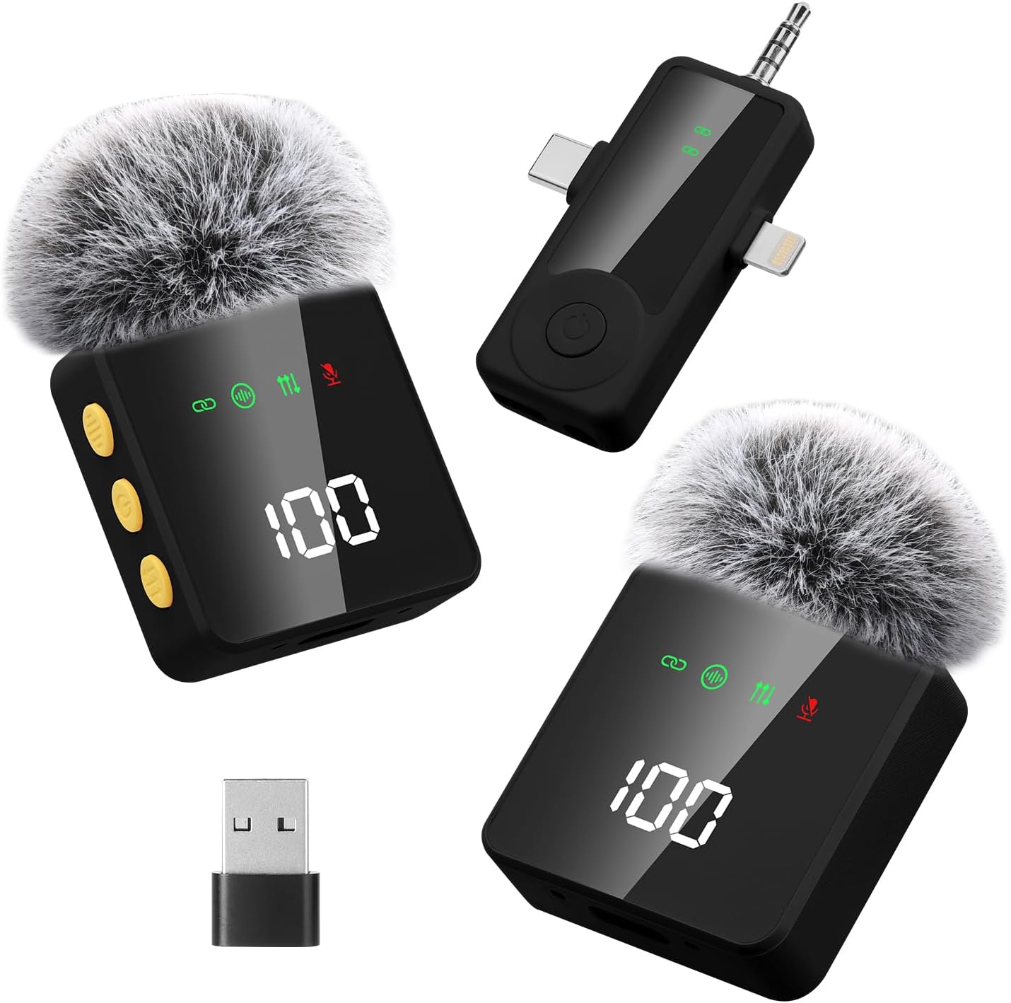 MICRÓFONO INALÁMBRICO 4 EN 1 APOMOV PARA IPHONE, ANDROID, CÁMARA, LAPTOP Y PC - 1