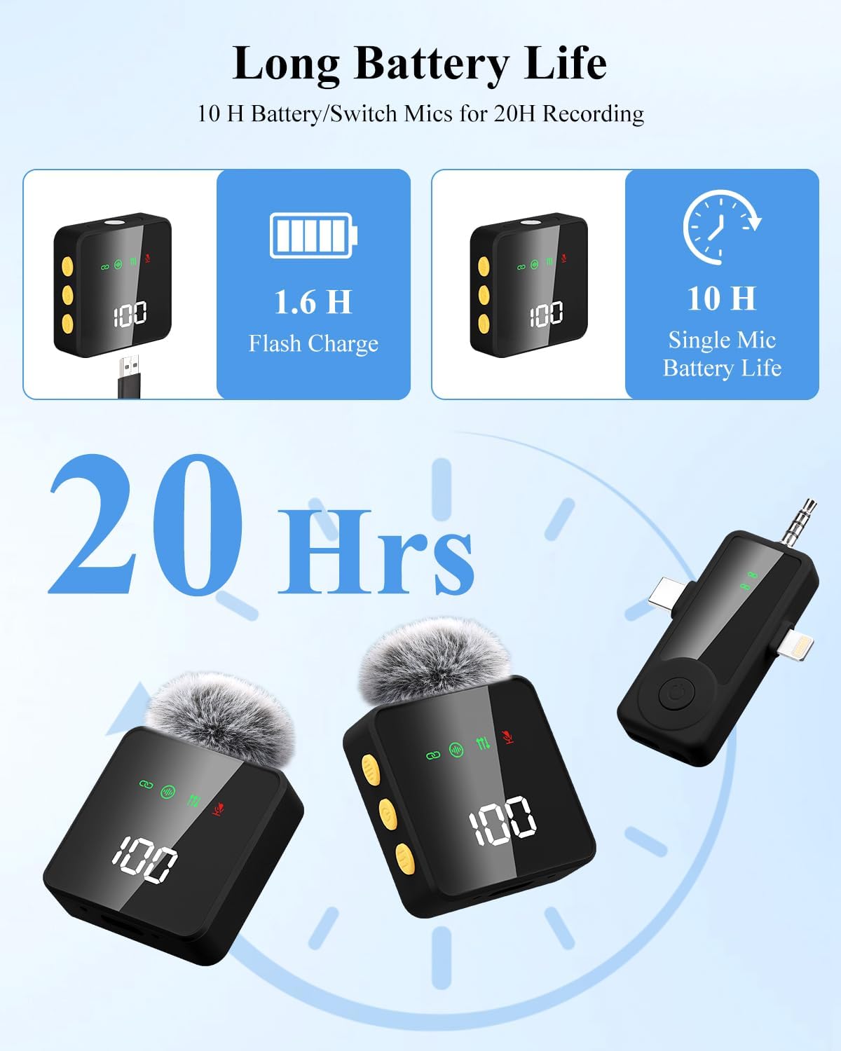 MICRÓFONO INALÁMBRICO 4 EN 1 APOMOV PARA IPHONE, ANDROID, CÁMARA, LAPTOP Y PC - 4