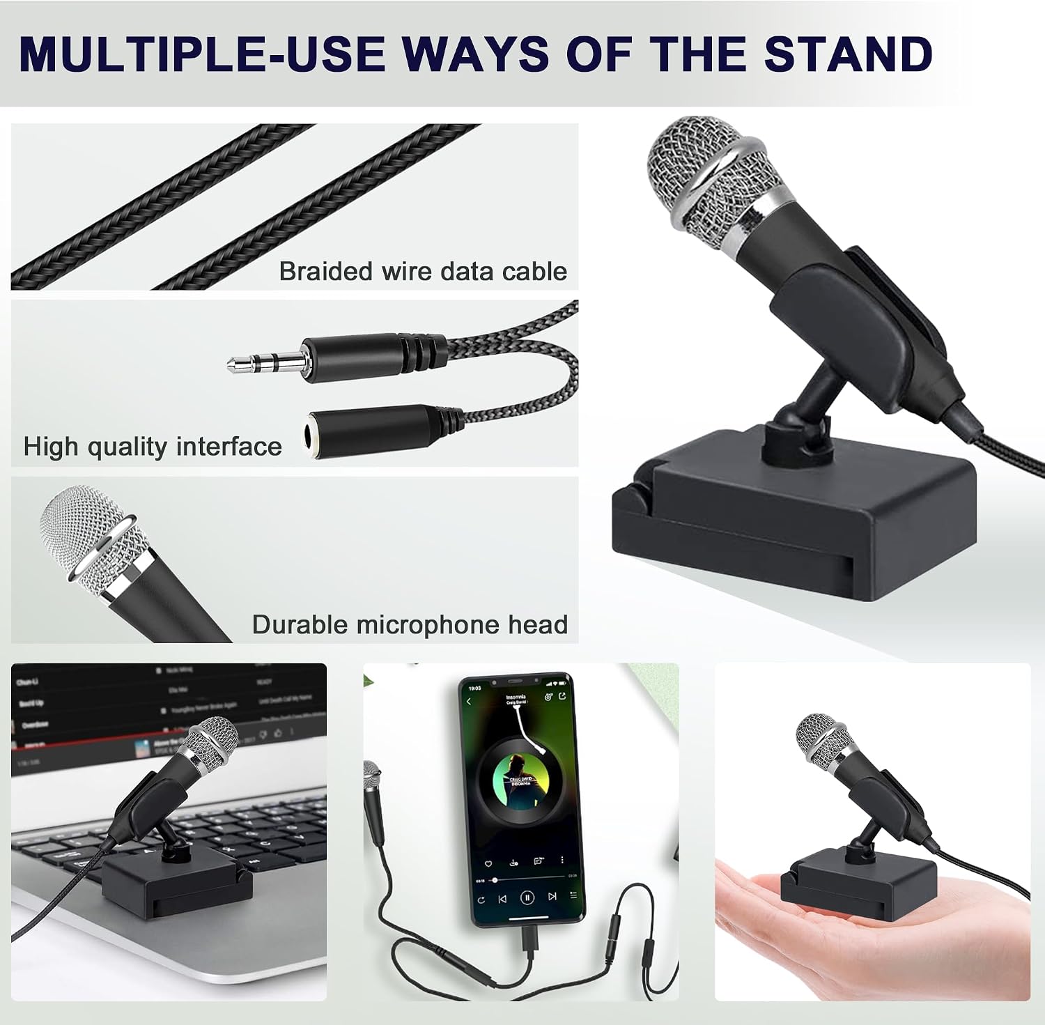 MICRÓFONO USB C MINI KARAOKE RICHUPON NEGRO - 5