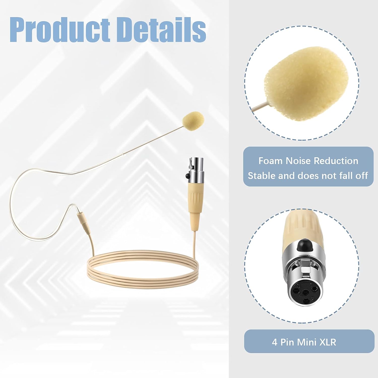 MICRÓFONO DE DIADEMA TOODOO MINI XLR BEIGE 2 UNIDADES - 3