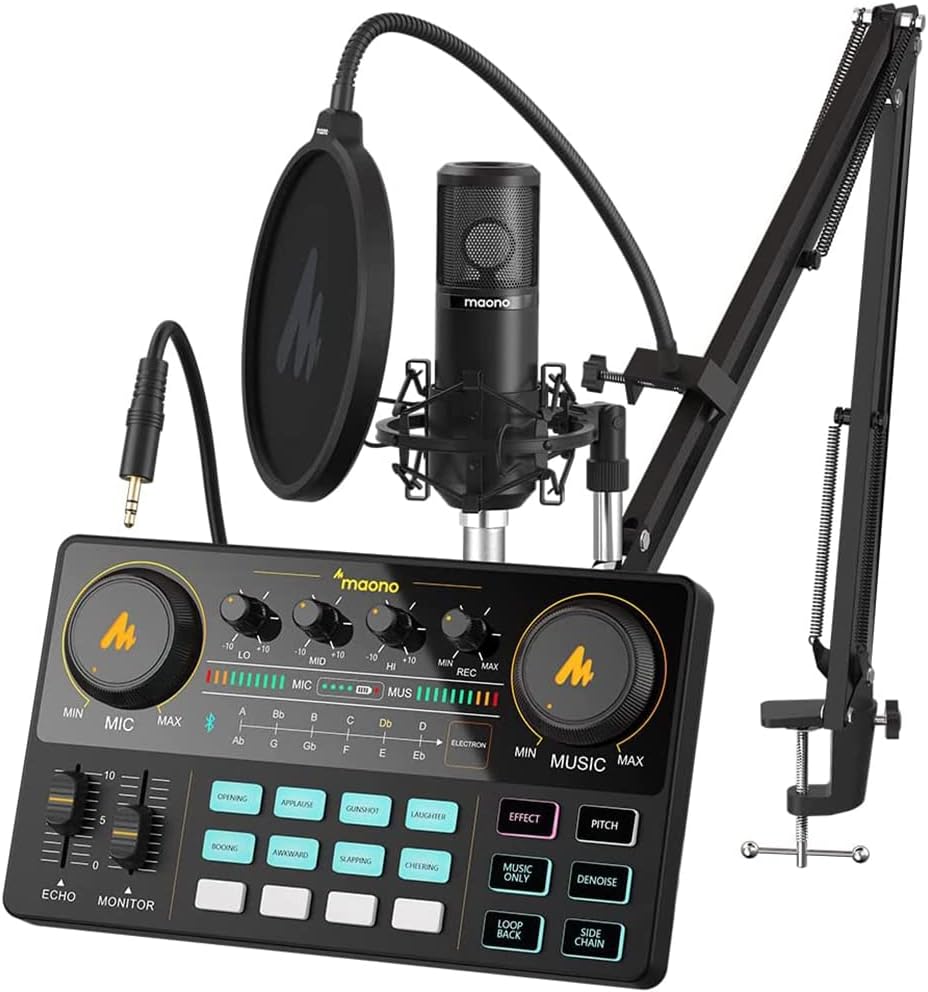 EQUIPO PARA PODCAST MAONO CON MEZCLADORA DE AUDIO Y MICRÓFONO 3.5MM - 1