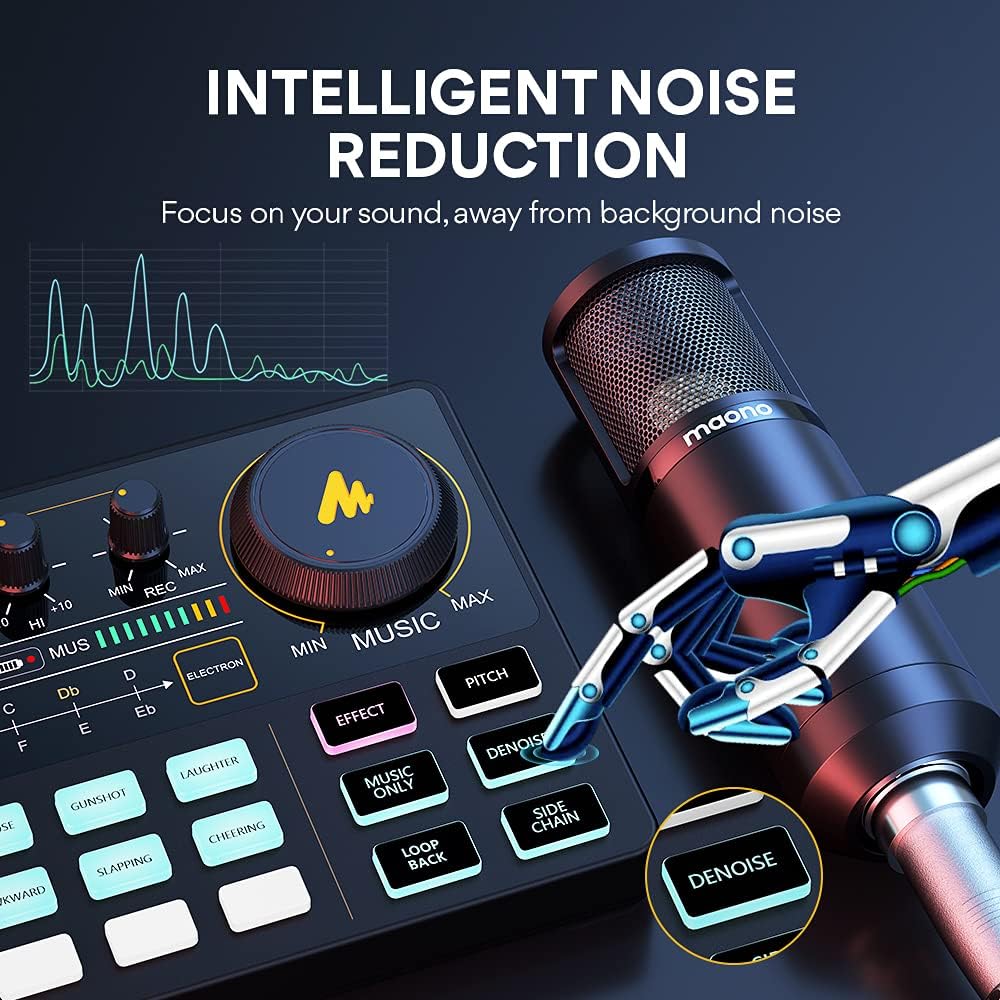 EQUIPO PARA PODCAST MAONO CON MEZCLADORA DE AUDIO Y MICRÓFONO 3.5MM - 4