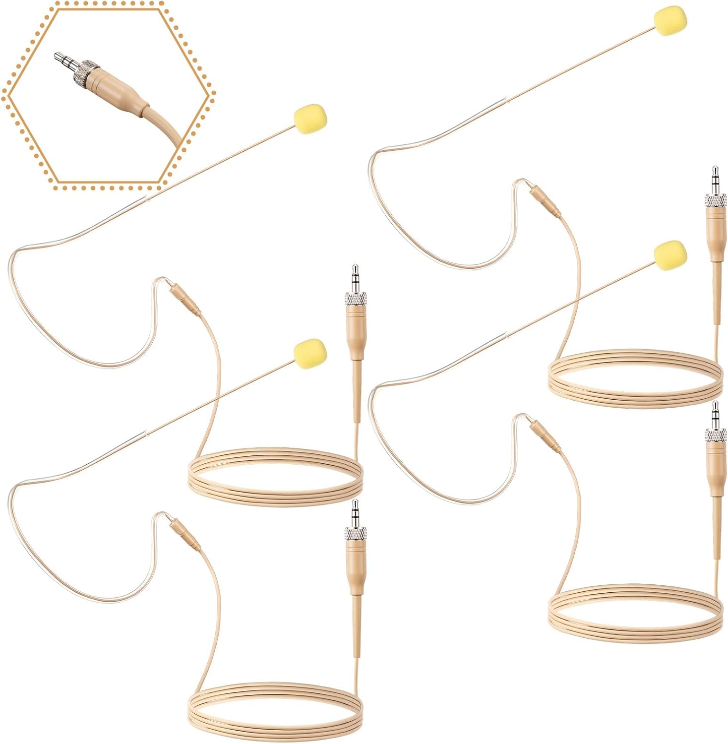 MICRÓFONO DE DIADEMA TOODOO 2 UNIDADES CON CONECTOR 3.5MM COLOR BEIGE - 1