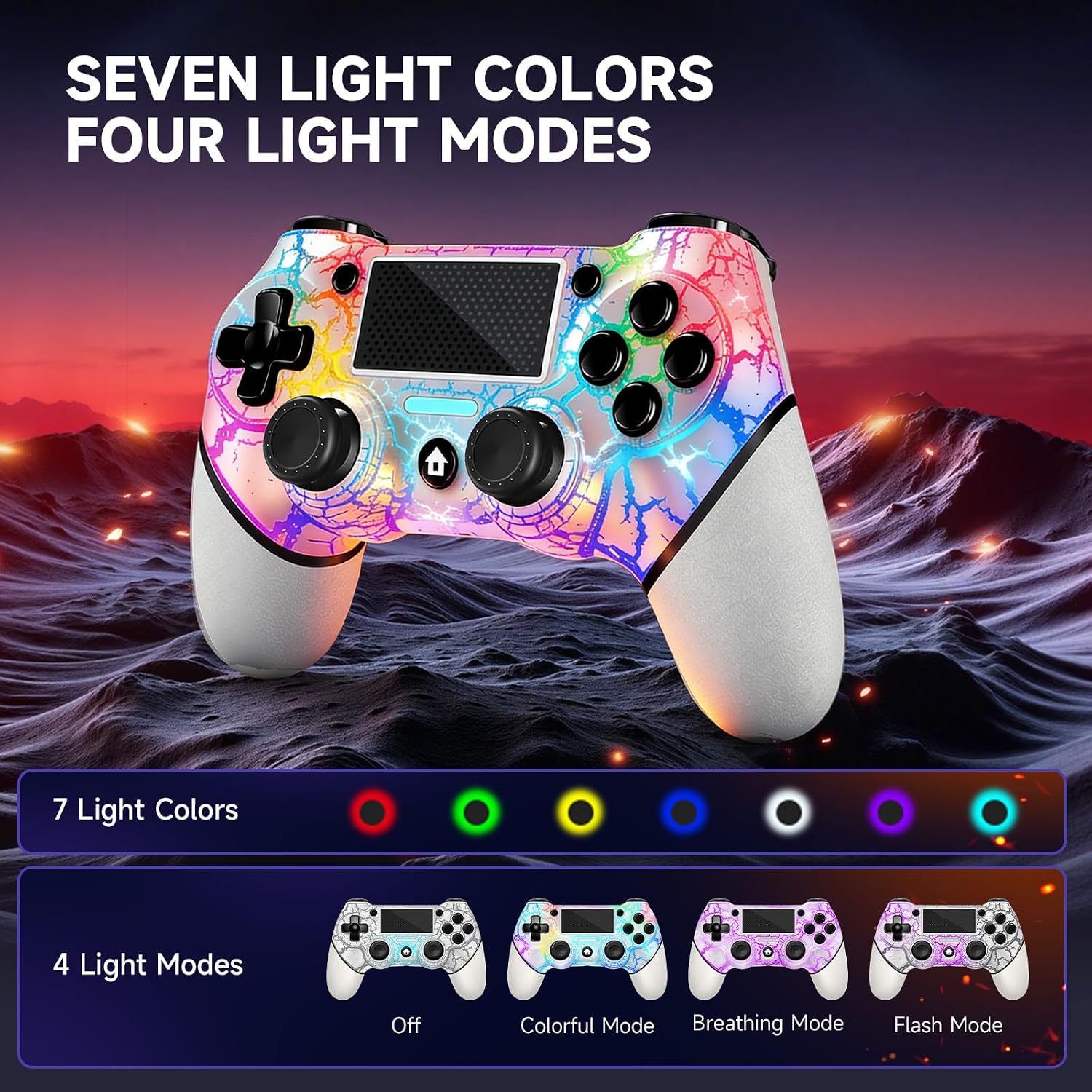 MANDO INALÁMBRICO ACEGAMER PARA PS4 2 UNIDADES BLANCO Y NEGRO CRAQUELADO - 5
