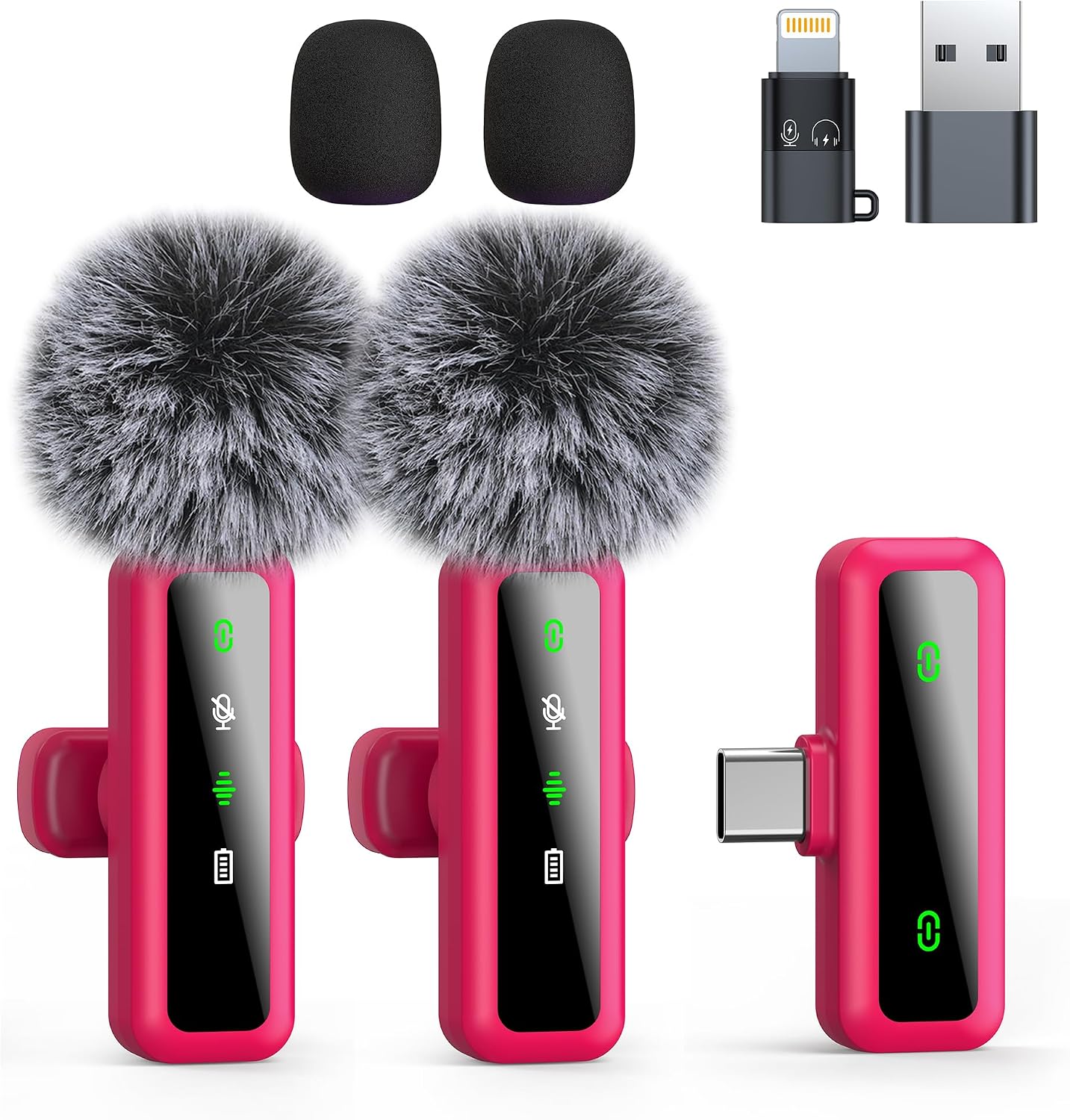 MICRÓFONO LAVALIER INALÁMBRICO ORDELE PARA IPHONE, ANDROID Y PC COLOR ROSA - 1