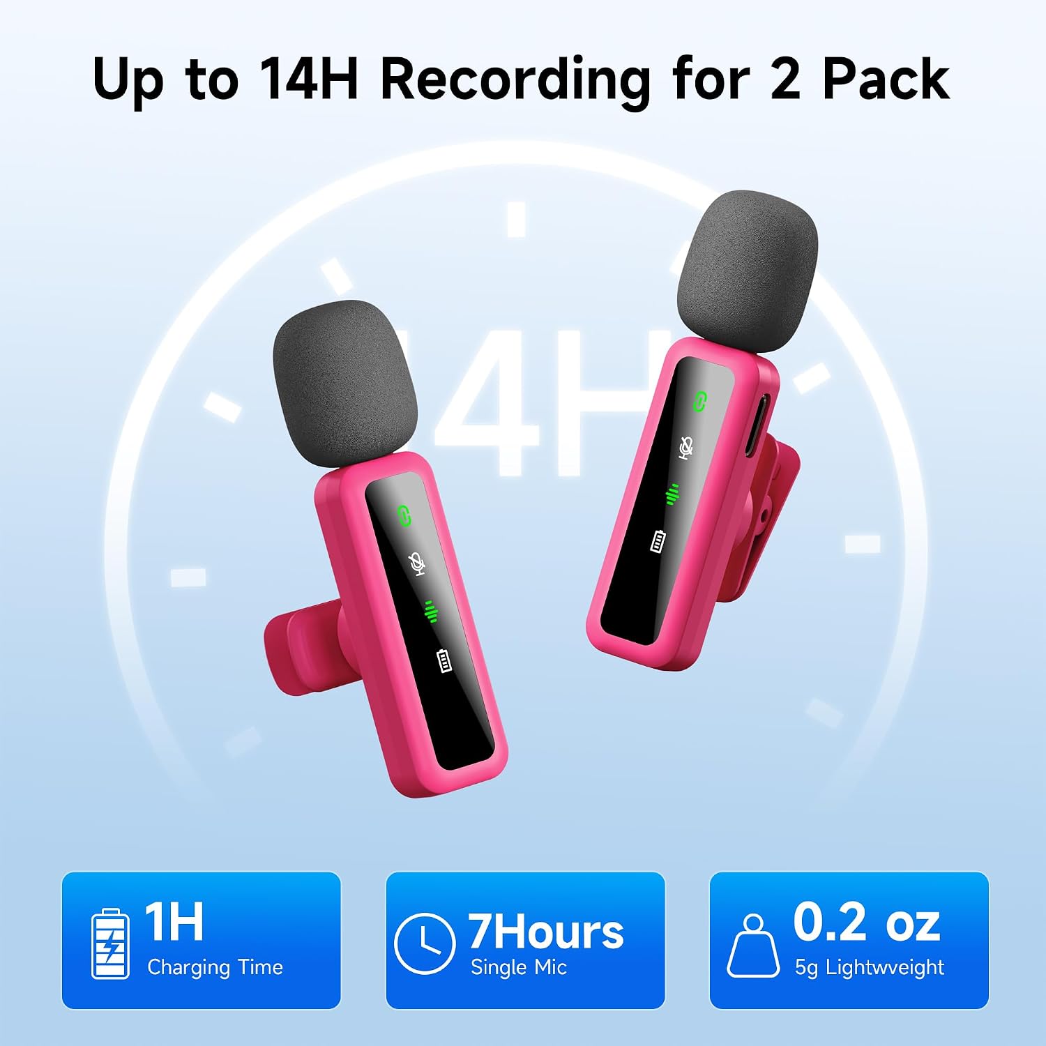 MICRÓFONO LAVALIER INALÁMBRICO ORDELE PARA IPHONE, ANDROID Y PC COLOR ROSA - 3