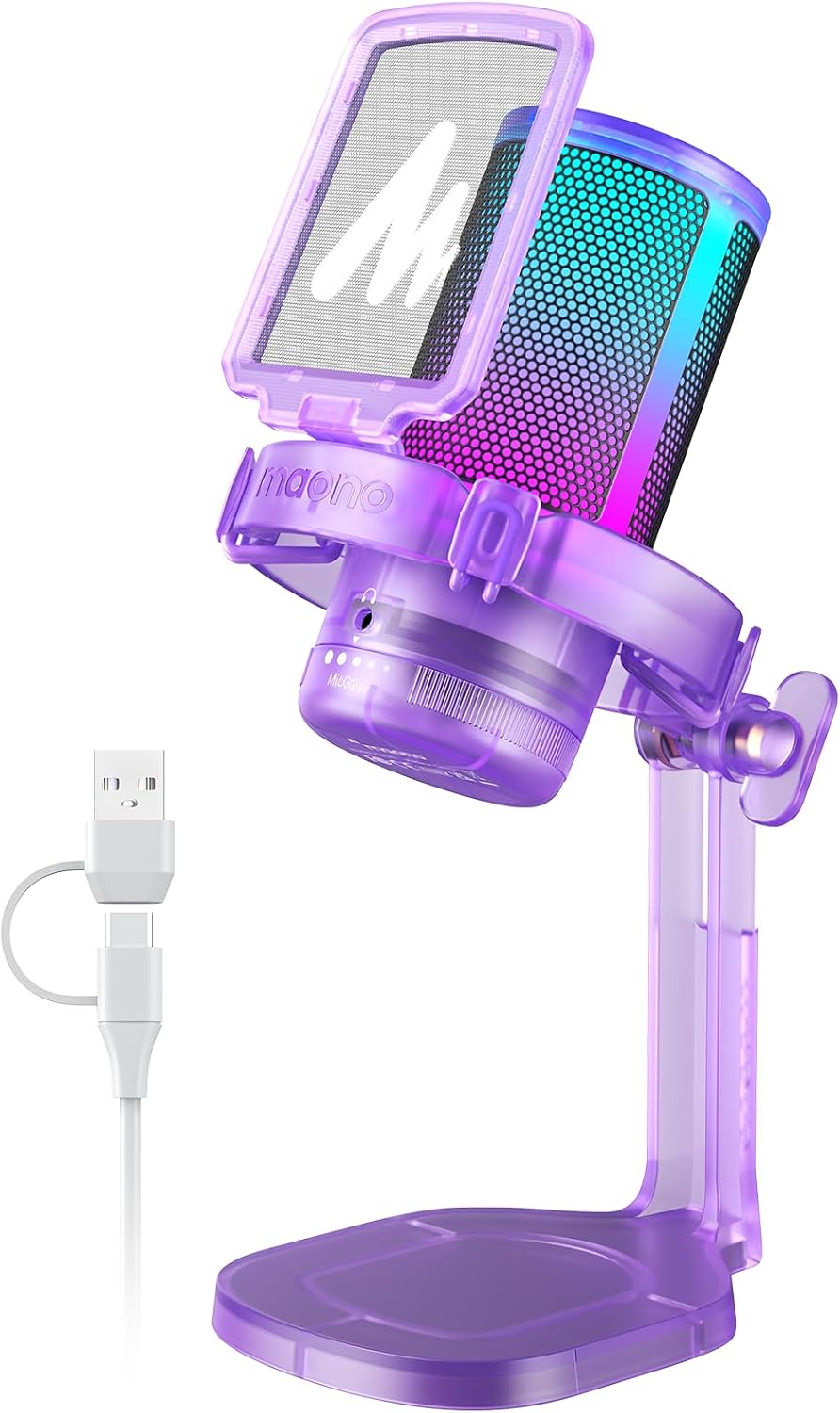 MICRÓFONO USB PARA GAMING MAONO DGM20 CON VOZ CLARA Y LUZ RGB - 1