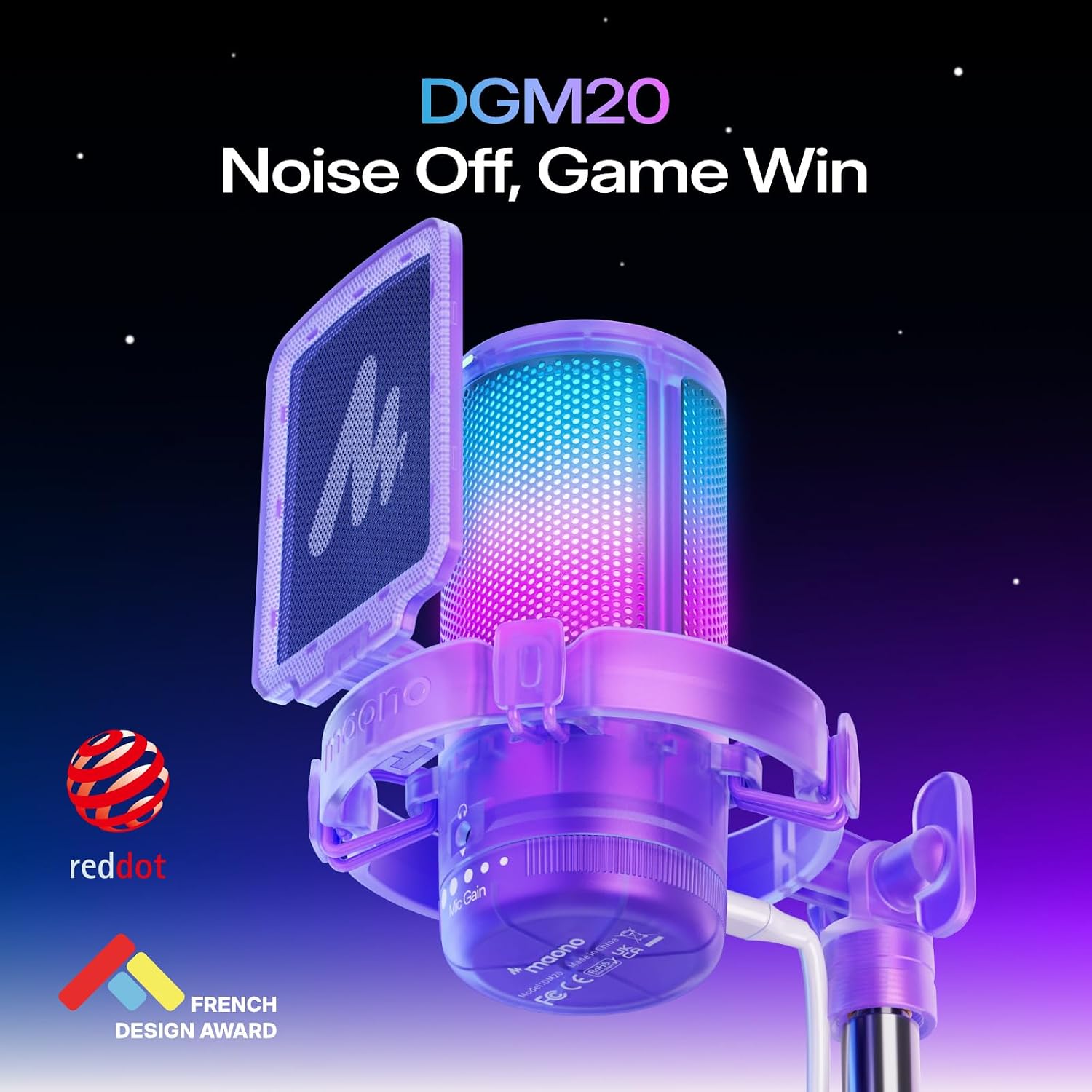 MICRÓFONO USB PARA GAMING MAONO DGM20 CON VOZ CLARA Y LUZ RGB - 2
