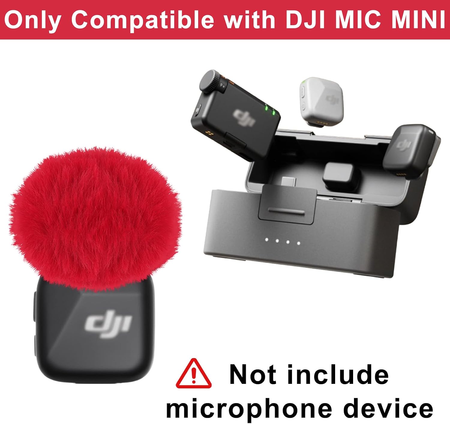 CUBIERTA ANTIVIENTO PARA MICRÓFONO DJI MIC MINI HANGCHENG 2 UNIDADES ROJO - 3