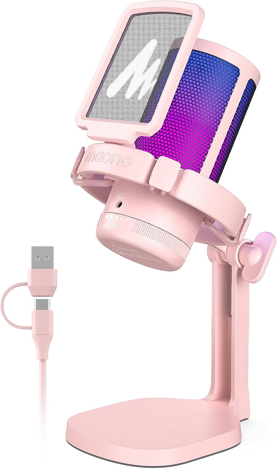 MICRÓFONO USB PARA GAMING MAONO DGM20 CON VOZ CLARA Y LUCES RGB - 1