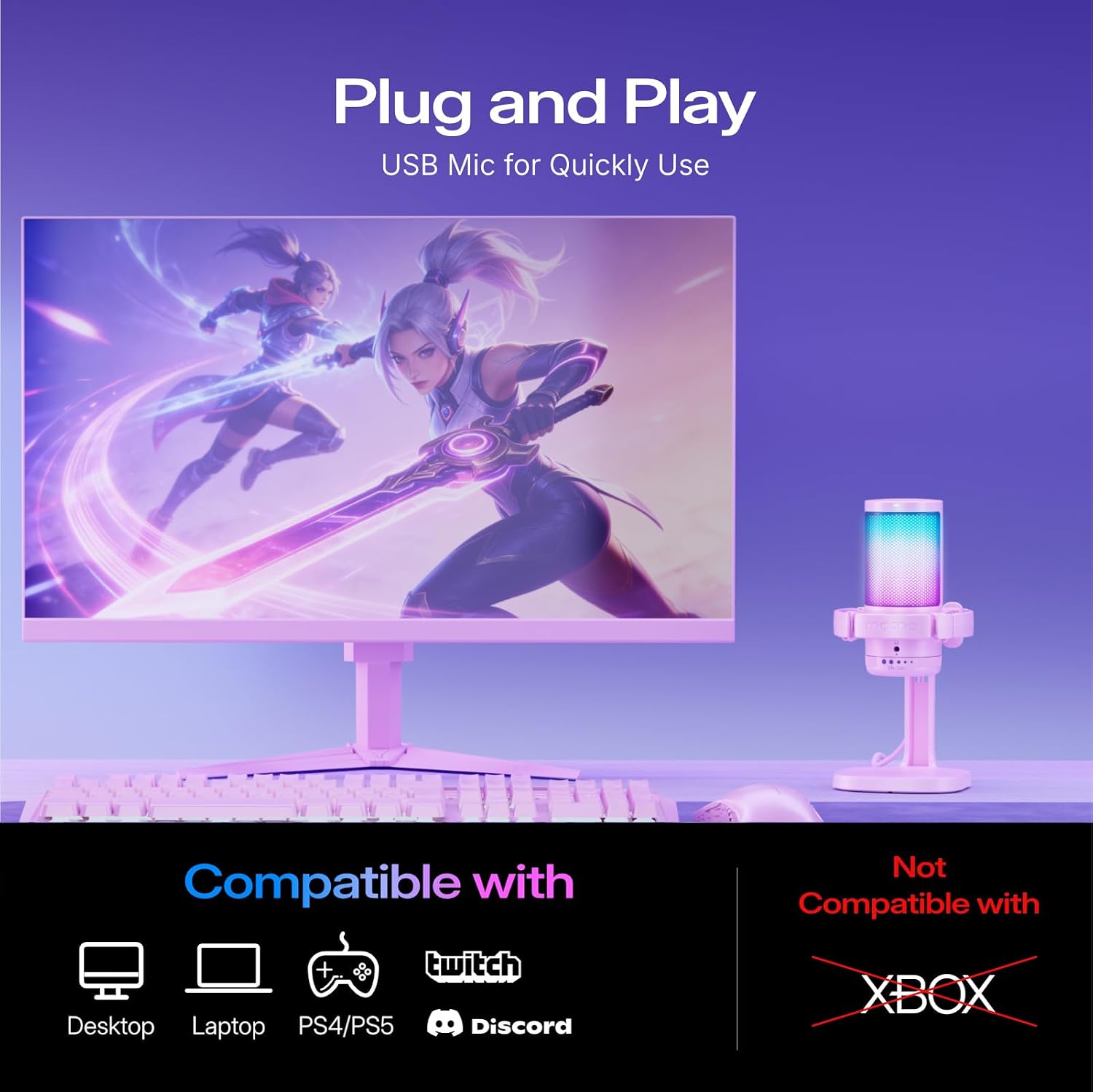 MICRÓFONO USB PARA GAMING MAONO DGM20 CON VOZ CLARA Y LUCES RGB - 4