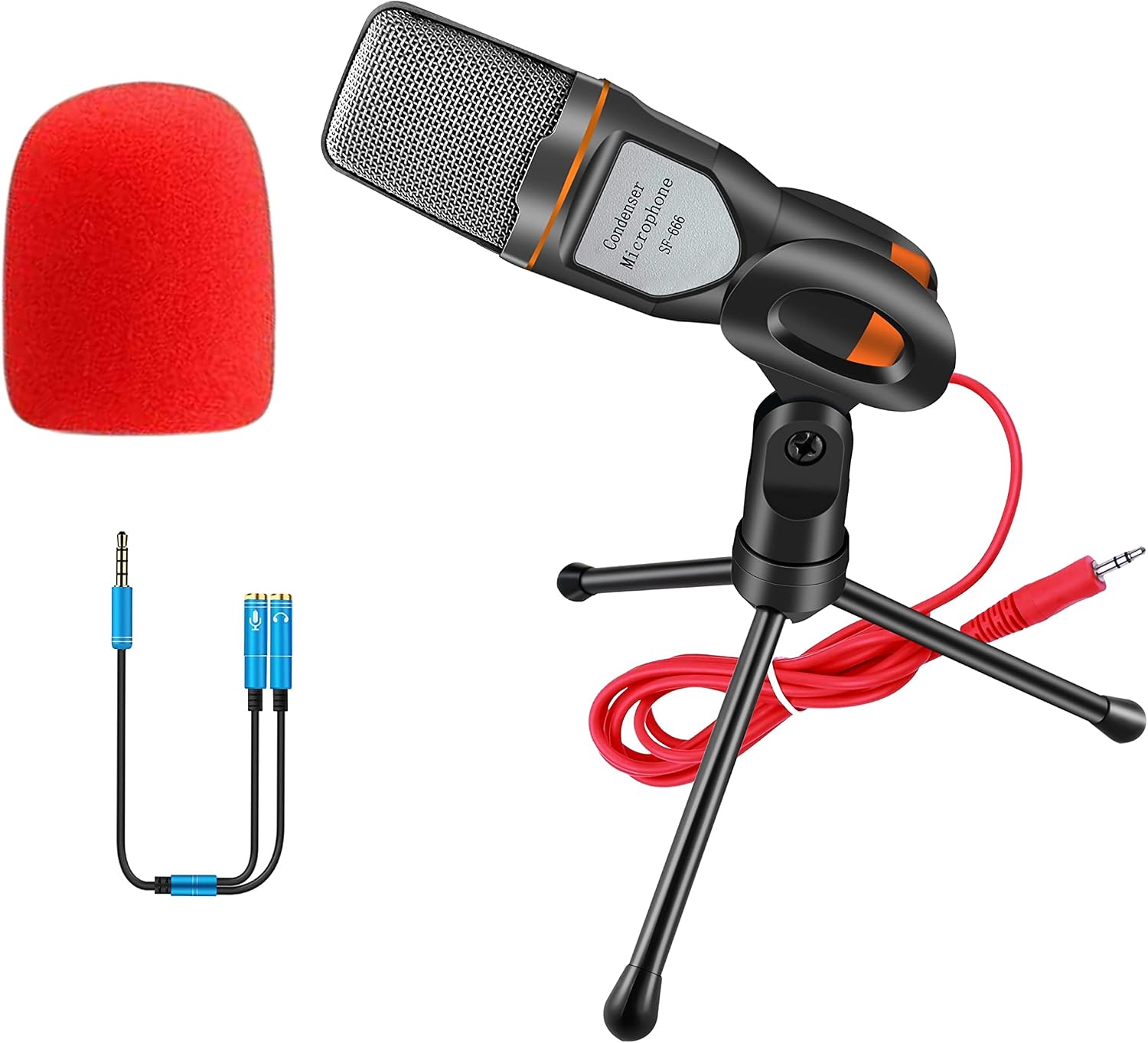 MICRÓFONO CONDENSADOR ELINKA SF-666 CON CONECTOR 3.5MM Y SOPORTE DE ESCRITORIO - 2