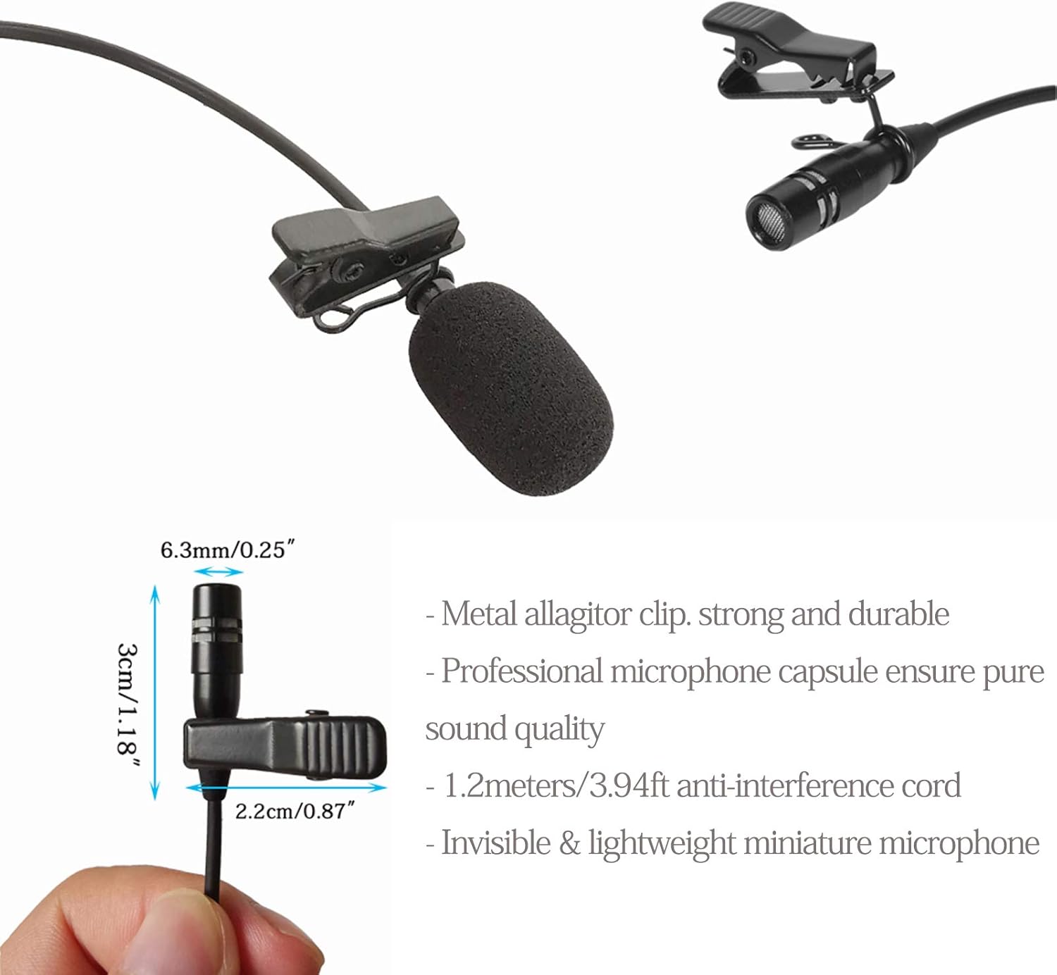 MICRÓFONO LAVALIER SUJEETEC SJ-B02 CONDENSADOR UNIDIRECCIONAL MINI XLR TA3F - 5