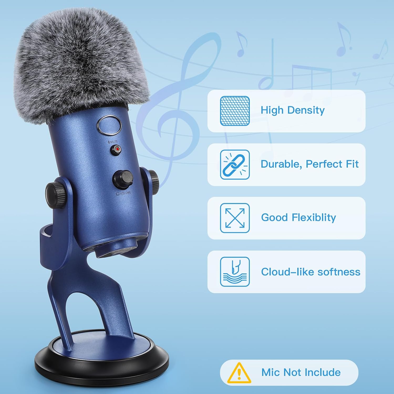 FILTRO ANTIPOP PARA MICRÓFONO ZEALSOUND BLUE YETI CON CUBIERTA DE ESPUMA PELUDA - 2