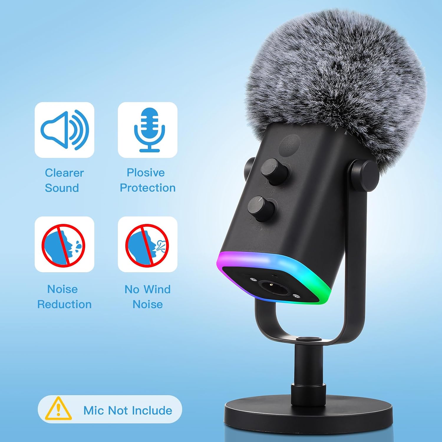 FILTRO ANTIPOP PARA MICRÓFONO ZEALSOUND BLUE YETI CON CUBIERTA DE ESPUMA PELUDA - 3