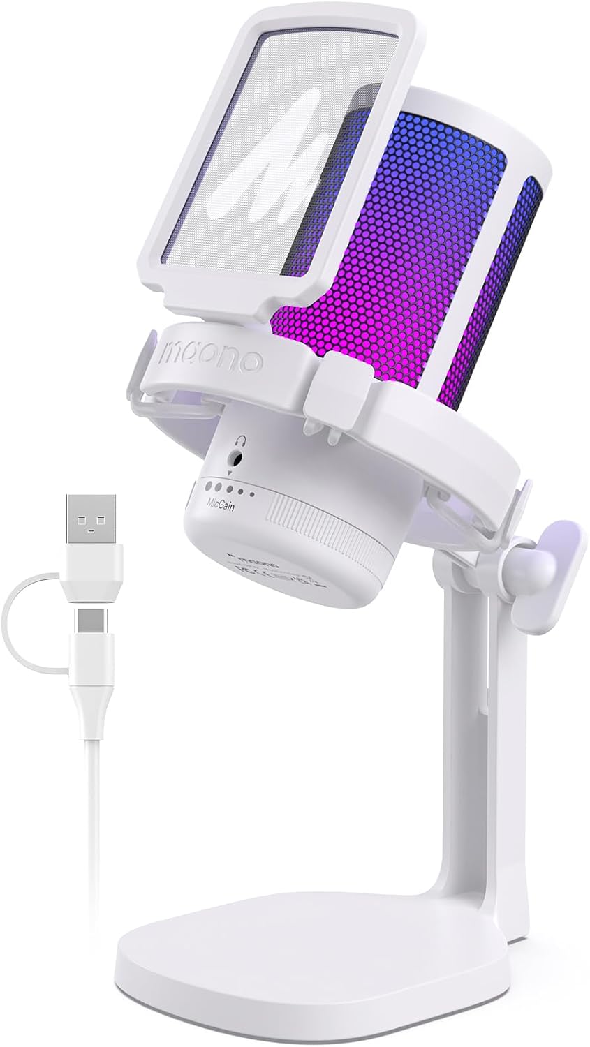 MICRÓFONO USB PARA GAMING MAONO DGM20 CON VOZ CLARA Y LUCES RGB - 1