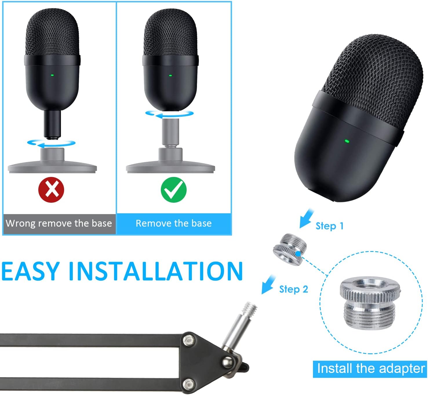 MICRÓFONO SOPORTE BOOM RAZER SEIREN MINI CON FILTRO ANTIPOP BLANCO - 2