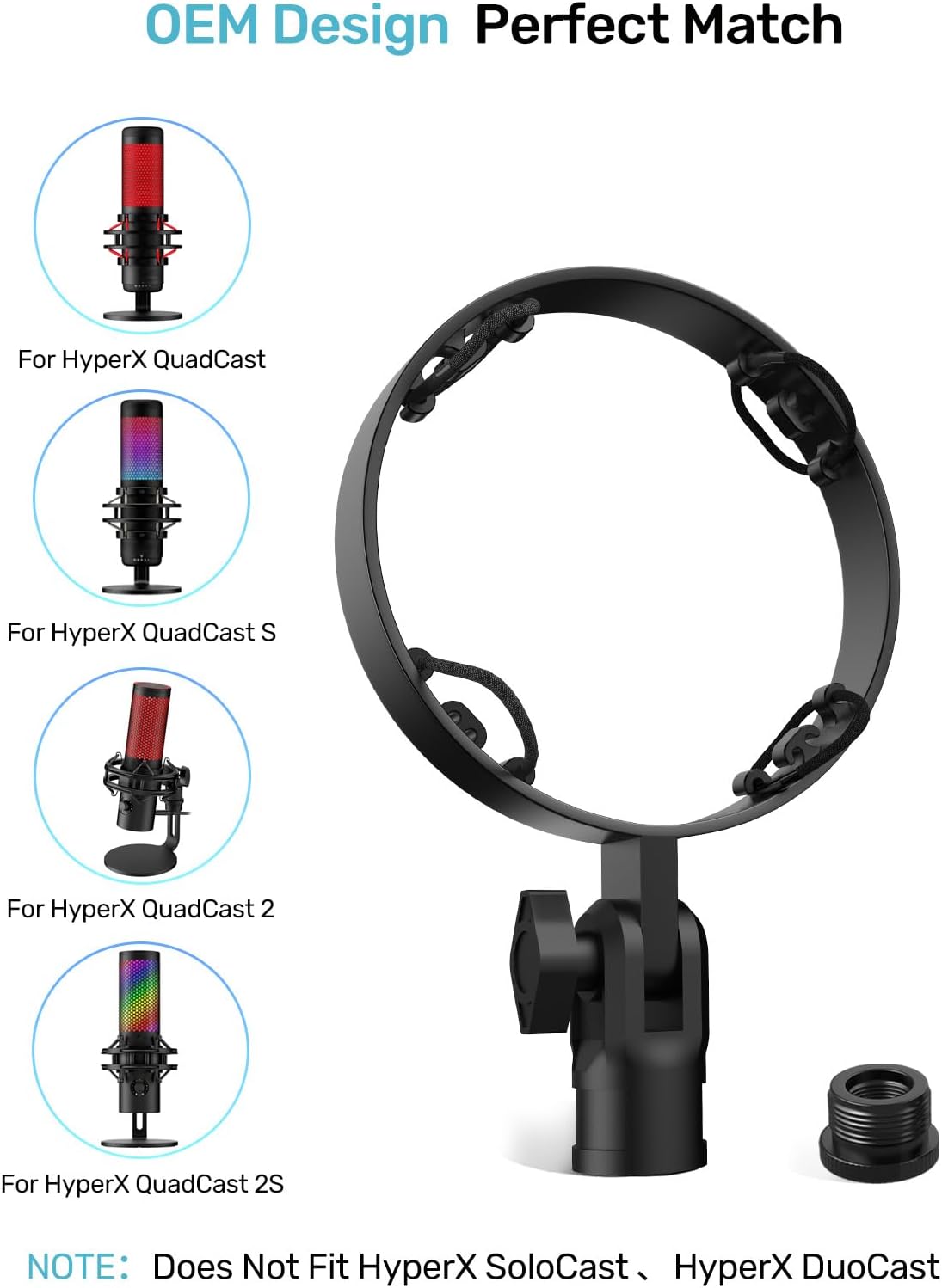 MONTURA ANTIVIBRACIÓN PARA MICRÓFONO HYPERX QUADCAST ETOUR CON ADAPTADORES 5/8', 3/8' Y 1/4' - 2