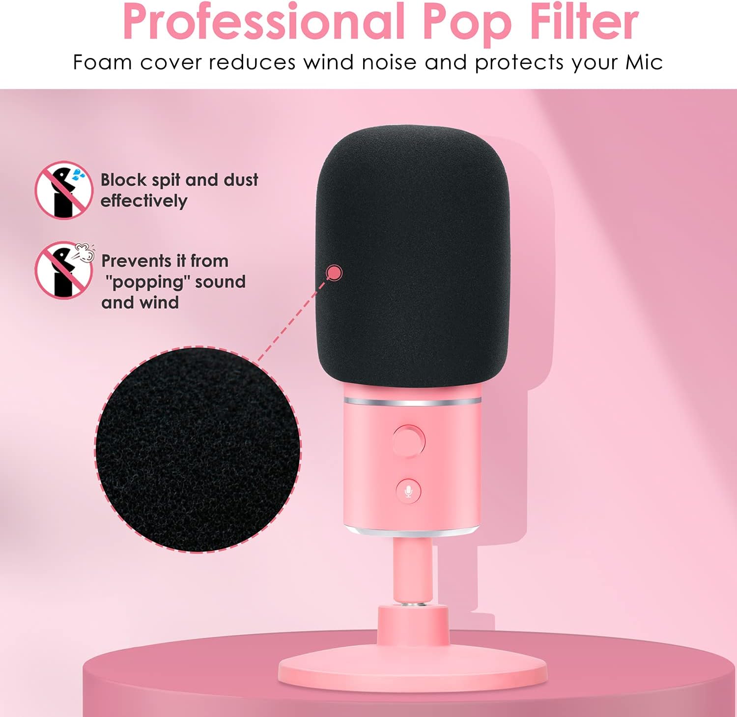 MONTURA ANTIVIBRACIÓN Y FILTRO POP ROSA PARA MICRÓFONO RAZER SEIREN X YOUSHARES - 4