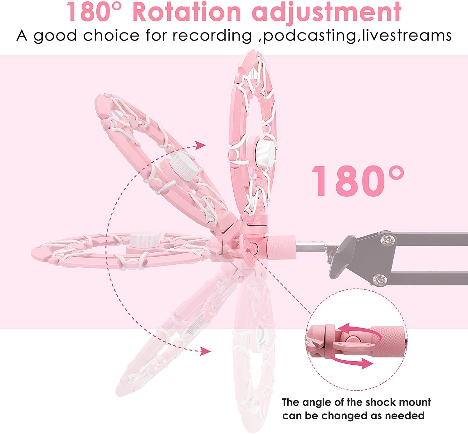 MONTURA ANTIVIBRACIÓN Y FILTRO POP ROSA PARA MICRÓFONO RAZER SEIREN X YOUSHARES - 5