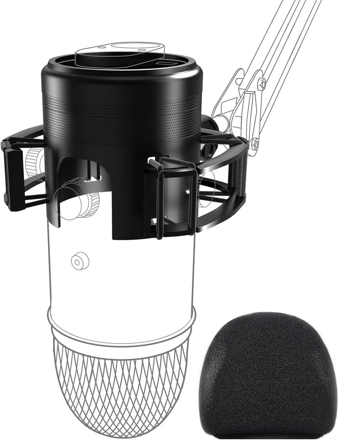 MONTURA ANTIVIBRACIÓN PARA MICRÓFONO BLUE YETI 2026 CON FILTRO POP Y SUSPENSIÓN - 1