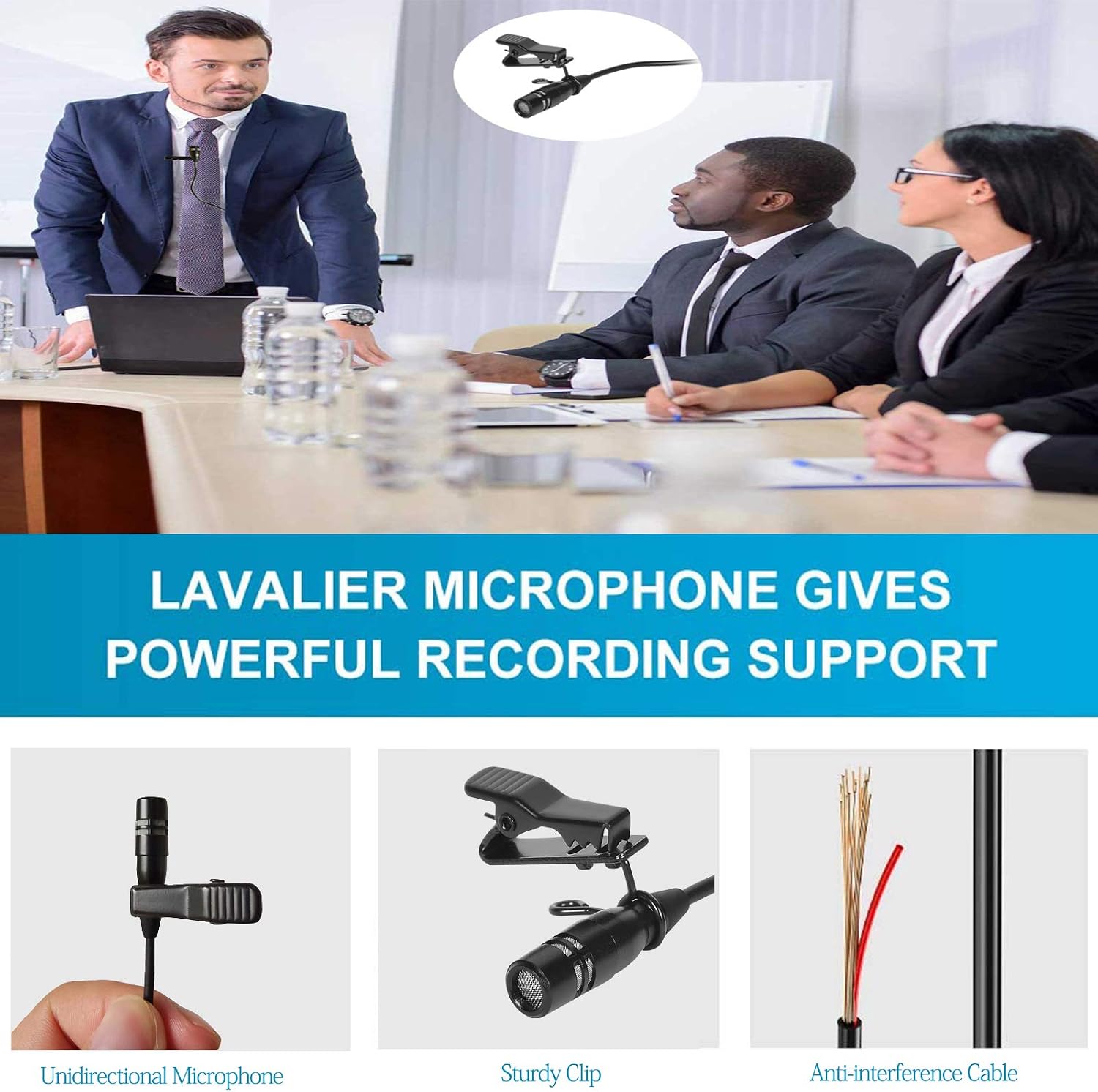 MICRÓFONO LAVALIER SUJEETEC SJ-B02 CONDENSADOR UNIDIRECCIONAL 3.5MM - 3
