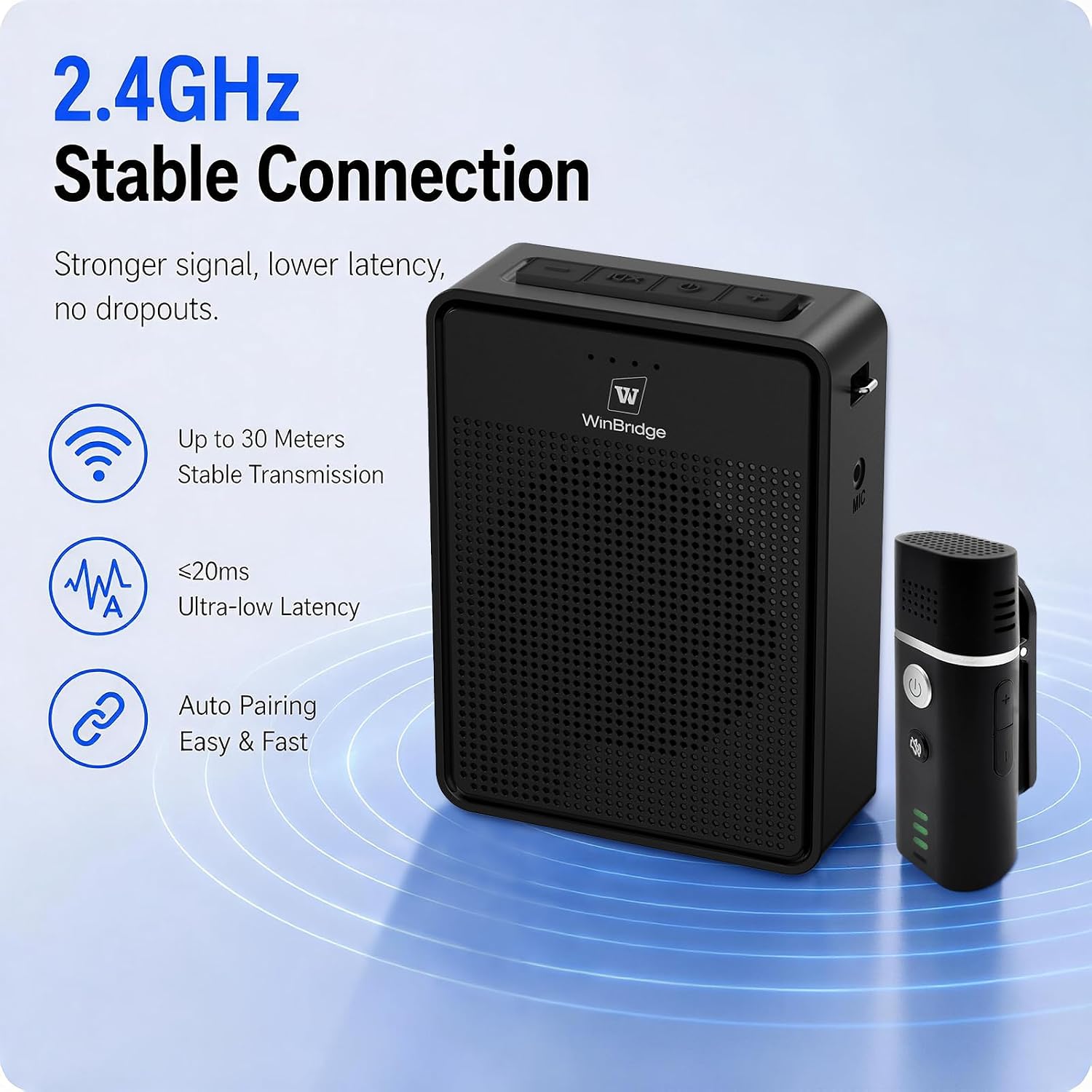 AMPLIFICADOR DE VOZ RESPONSEBRIDGE B006 CON BLUETOOTH Y MICRÓFONO LAVALIER INALÁMBRICO 15W - 5