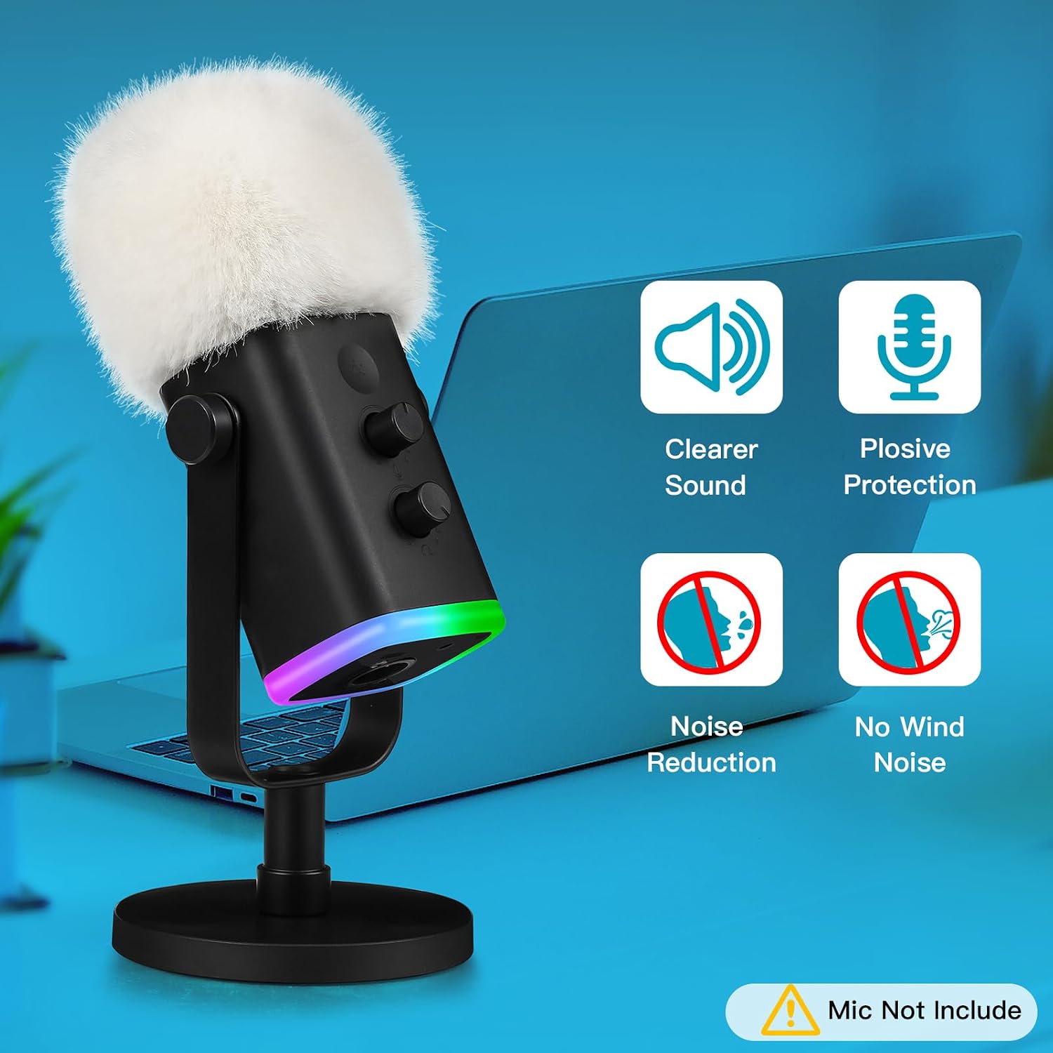 FILTRO ANTIPOP PARA MICRÓFONO ZEALSOUND BLUE YETI PELUDO - 3