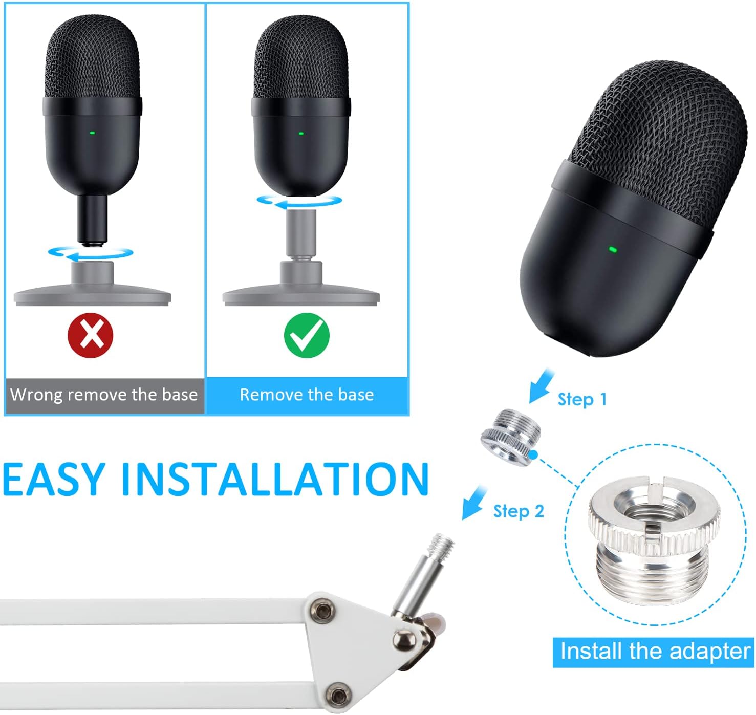 MICRÓFONO SOPORTE BOOM ARM CON FILTRO POP YOUSHARES PARA RAZER SEIREN MINI BLANCO - 2