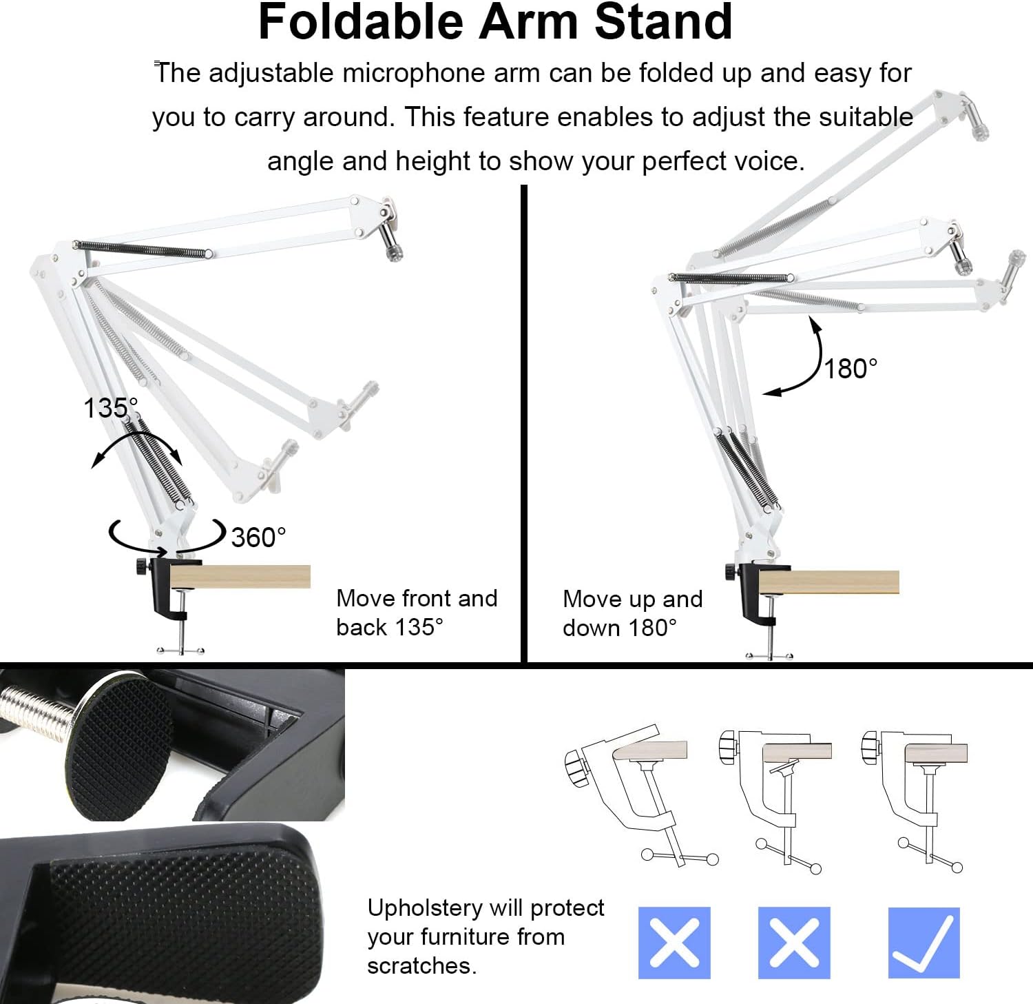 MICRÓFONO SOPORTE BOOM ARM CON FILTRO POP YOUSHARES PARA RAZER SEIREN MINI BLANCO - 4