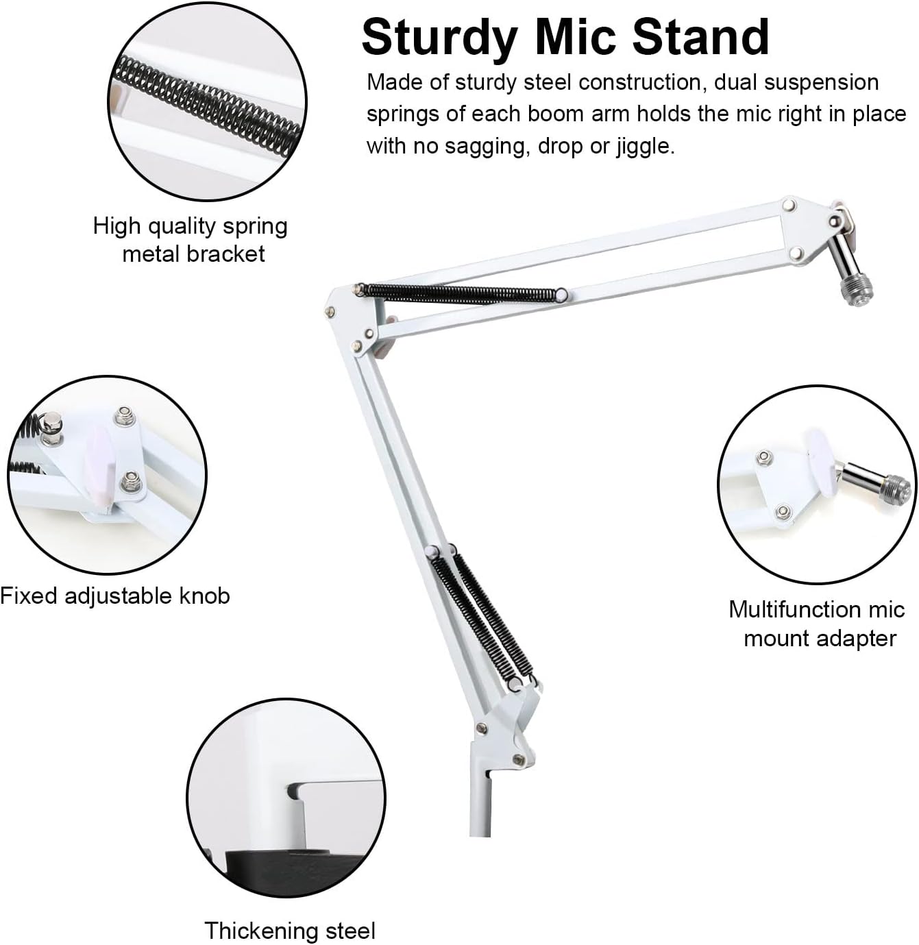 MICRÓFONO SOPORTE BOOM ARM CON FILTRO POP YOUSHARES PARA RAZER SEIREN MINI BLANCO - 5