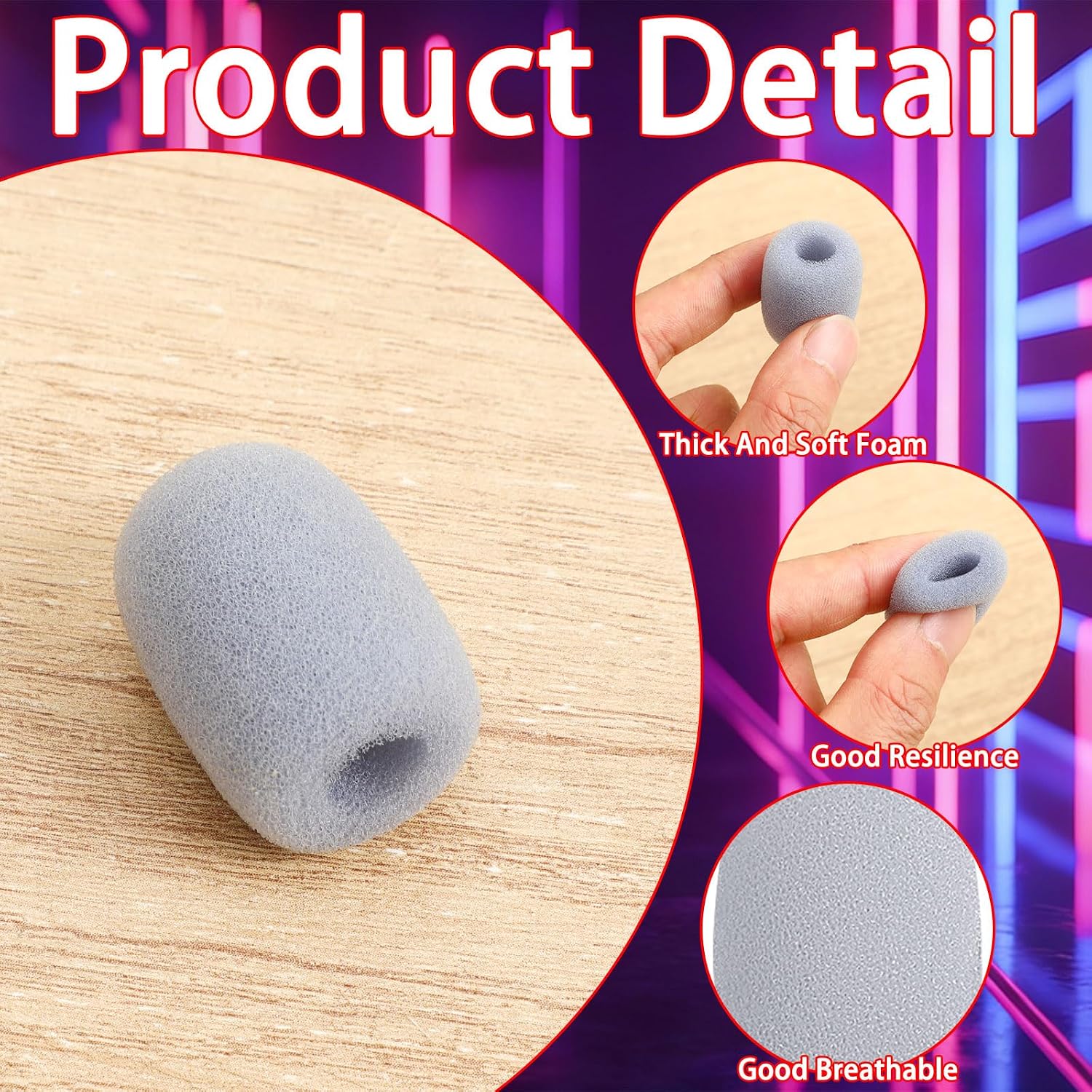CUBIERTAS DE ESPUMA PARA MICRÓFONO AUGSHY 20 UNIDADES COLORES SURTIDOS PARA MICRÓFONOS DE SOLAPA Y HEADSET - 4
