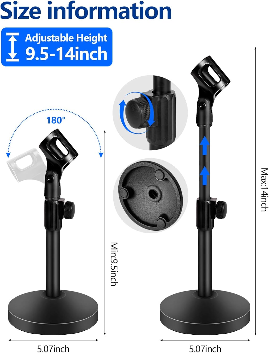 SOPORTE DE MICRÓFONO DE ESCRITORIO BILIONE CON CLIP PARA MICRÓFONO Y CELULAR - 4