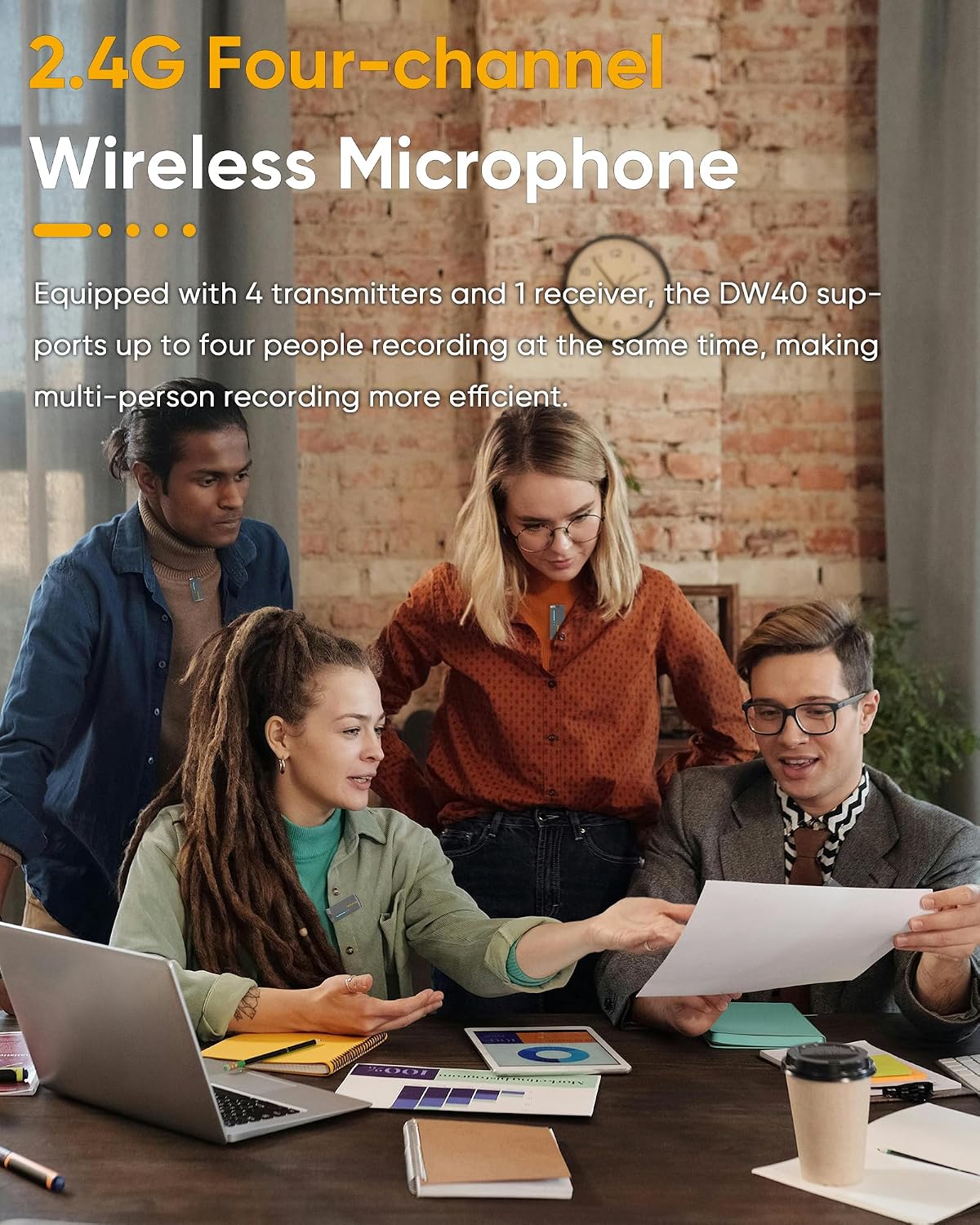 MICRÓFONO LAVALIER INALÁMBRICO 4 CANALES 7RYMS IRAY DW40 PARA IPHONE Y ANDROID - 2
