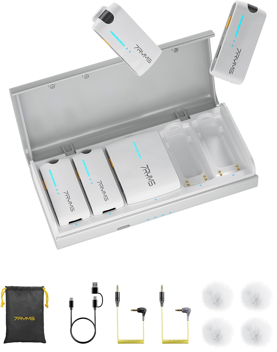MICRÓFONO LAVALIER INALÁMBRICO 4 CANALES 7RYMS IRAY DW40 PARA IPHONE Y ANDROID - 1