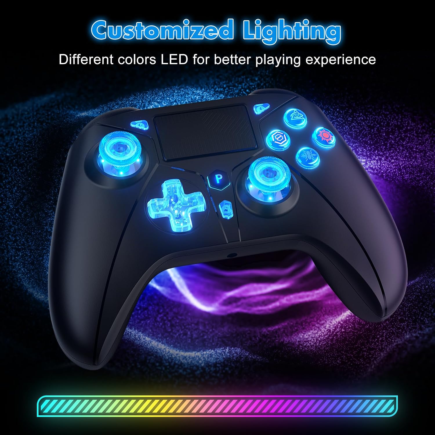 MANDO INALÁMBRICO DINOSOO RGB CON LUCES LED Y BOTONES TRASEROS REMAPEABLES PARA PS5 Y PC - 2
