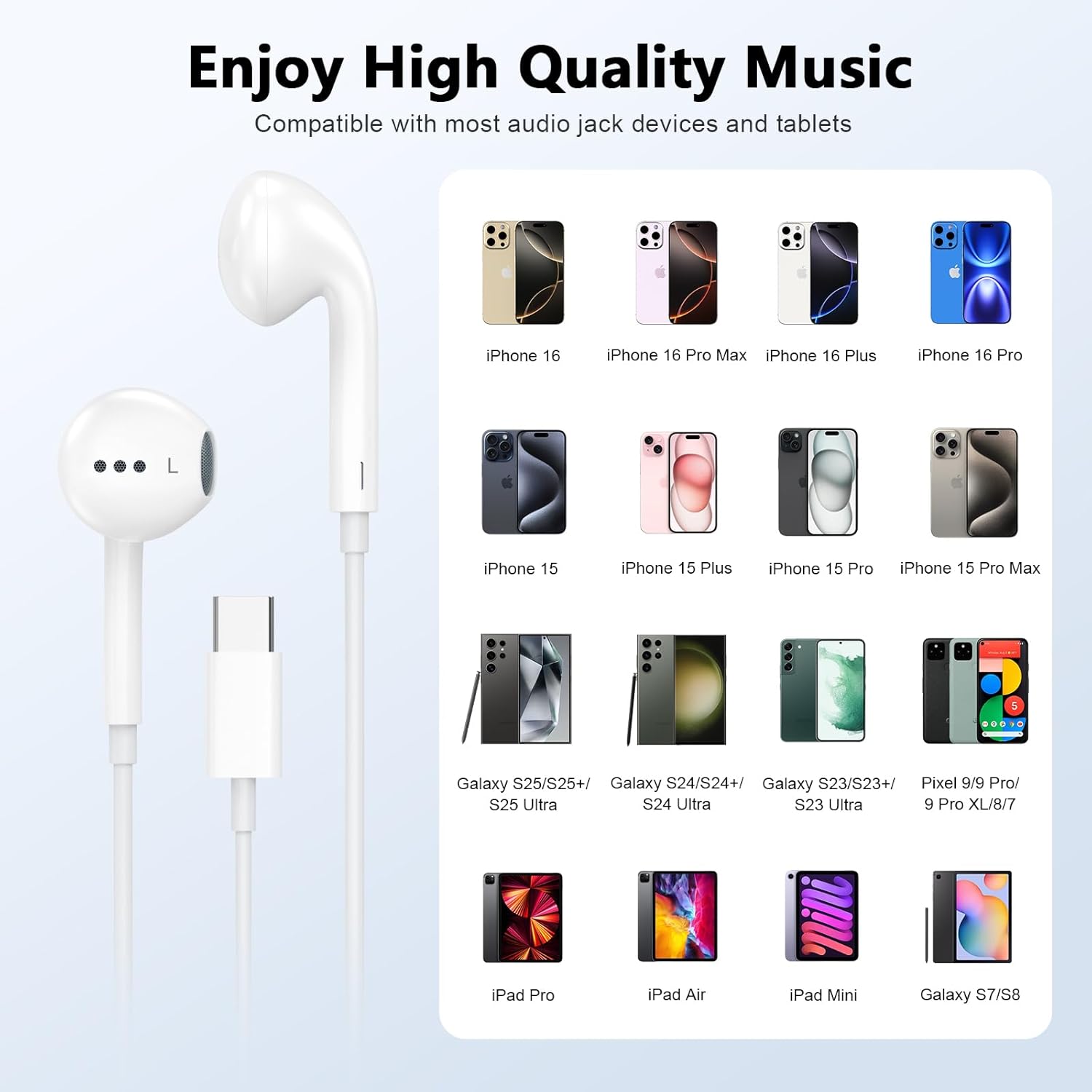 AUDÍFONOS USB C CREHAO PARA IPHONE 15 Y OTROS DISPOSITIVOS, 2 UNIDADES - 5