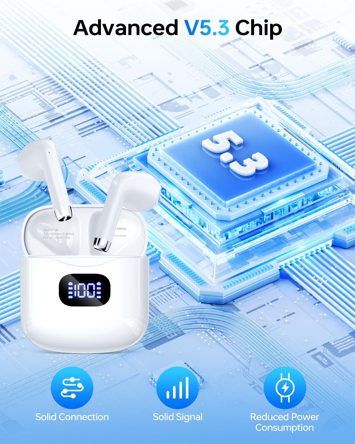 AUDÍFONOS INALÁMBRICOS KTGEE T08 BLUETOOTH 5.3 TRUE WIRELESS 40 HORAS - 4
