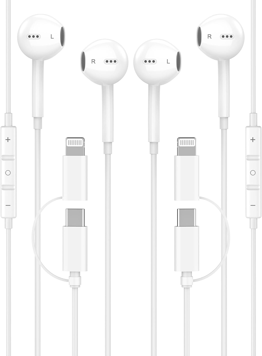 AUDÍFONOS CON CABLE 2 EN 1 CREHAO PARA IPHONE Y USB-C - 1