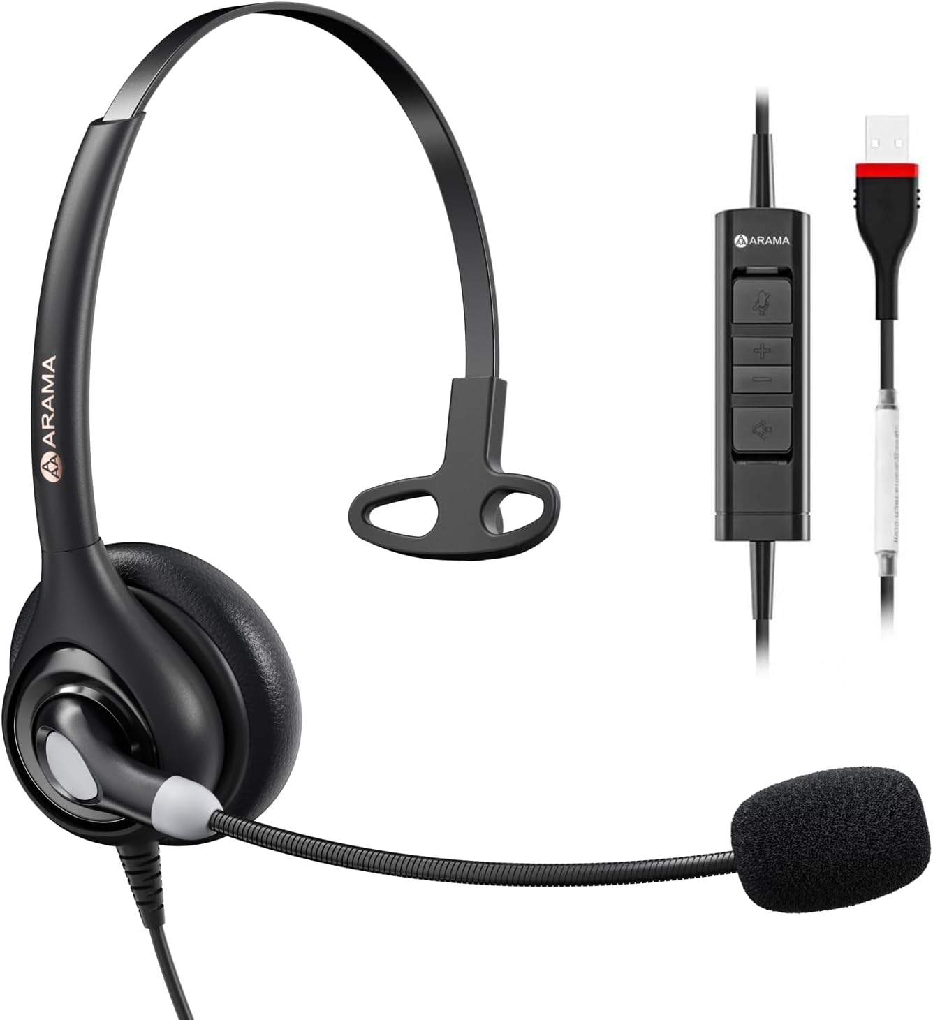 HEADSET USB CON MICRÓFONO ARAMA A600MONO - 1