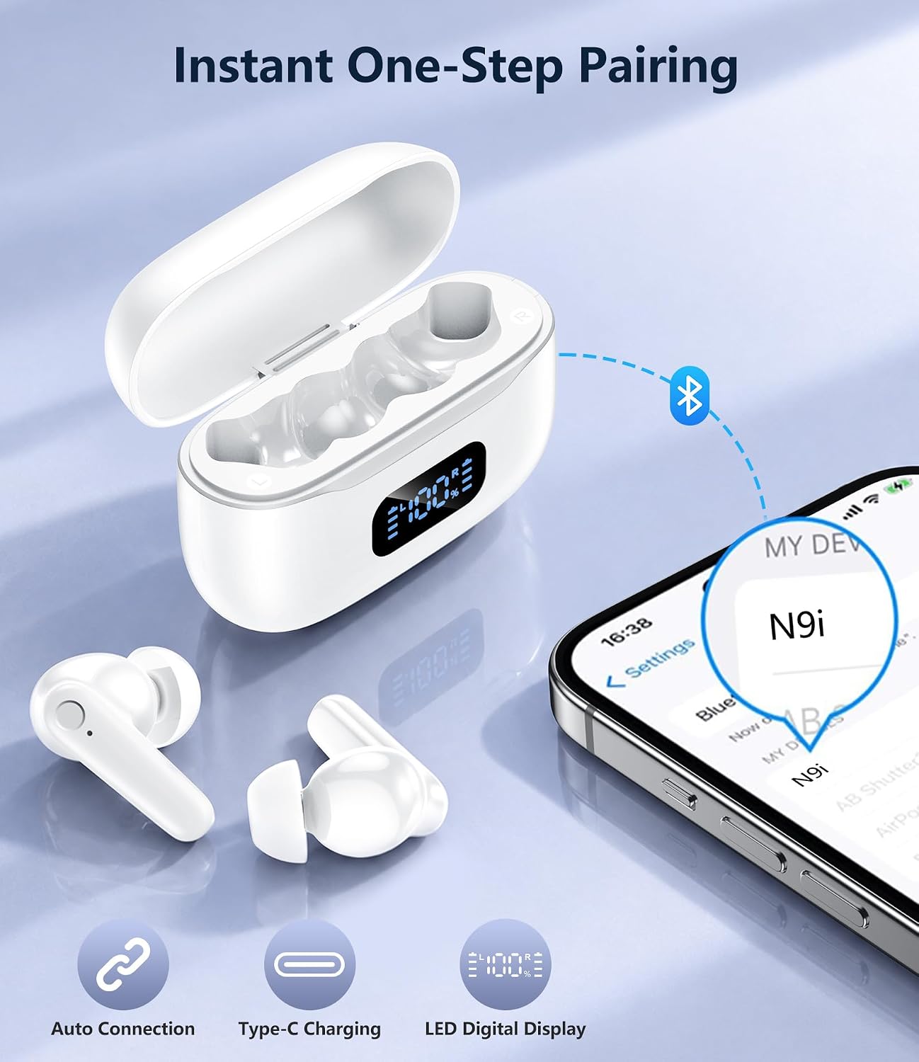 AUDÍFONOS INALÁMBRICOS MOZOTER N9I BLUETOOTH 5.4 TRUE WIRELESS - 4