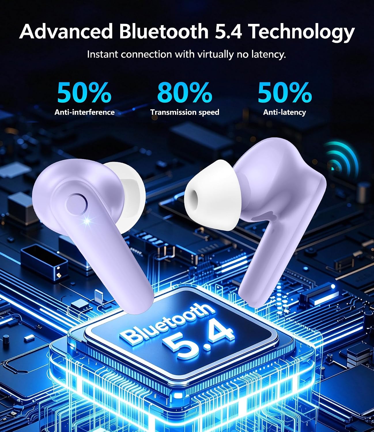 AUDÍFONOS INALÁMBRICOS MOZOTER N9I BLUETOOTH 5.4 TRUE WIRELESS MORADO - 3