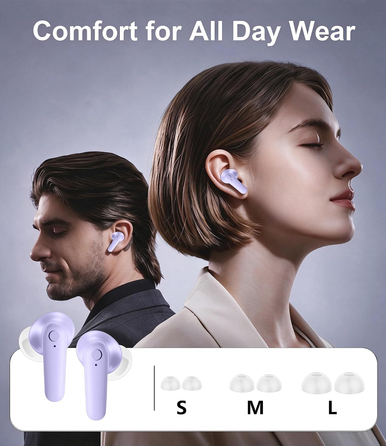 AUDÍFONOS INALÁMBRICOS MOZOTER N9I BLUETOOTH 5.4 TRUE WIRELESS MORADO - 4