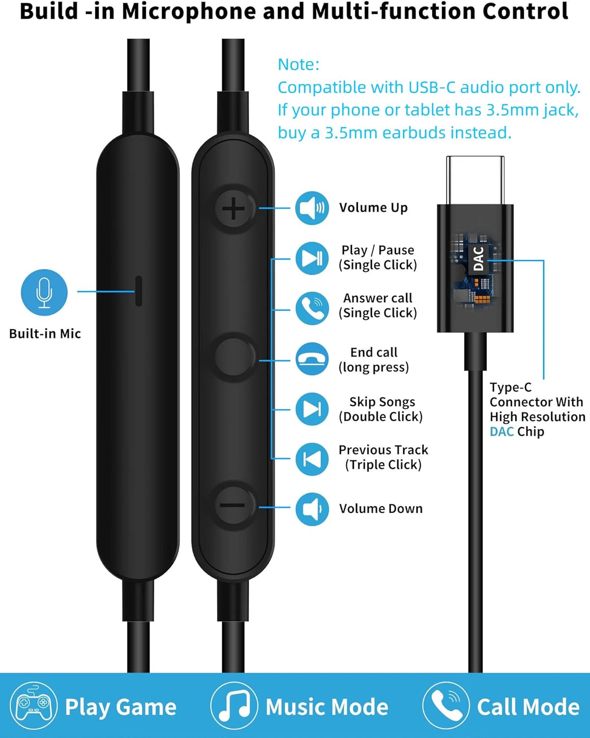 AUDÍFONOS USB C CON MICRÓFONO AFGHOA PARA SAMSUNG S26 S25 FE S24 A16 A17 CON DISEÑO MAGNÉTICO - 3