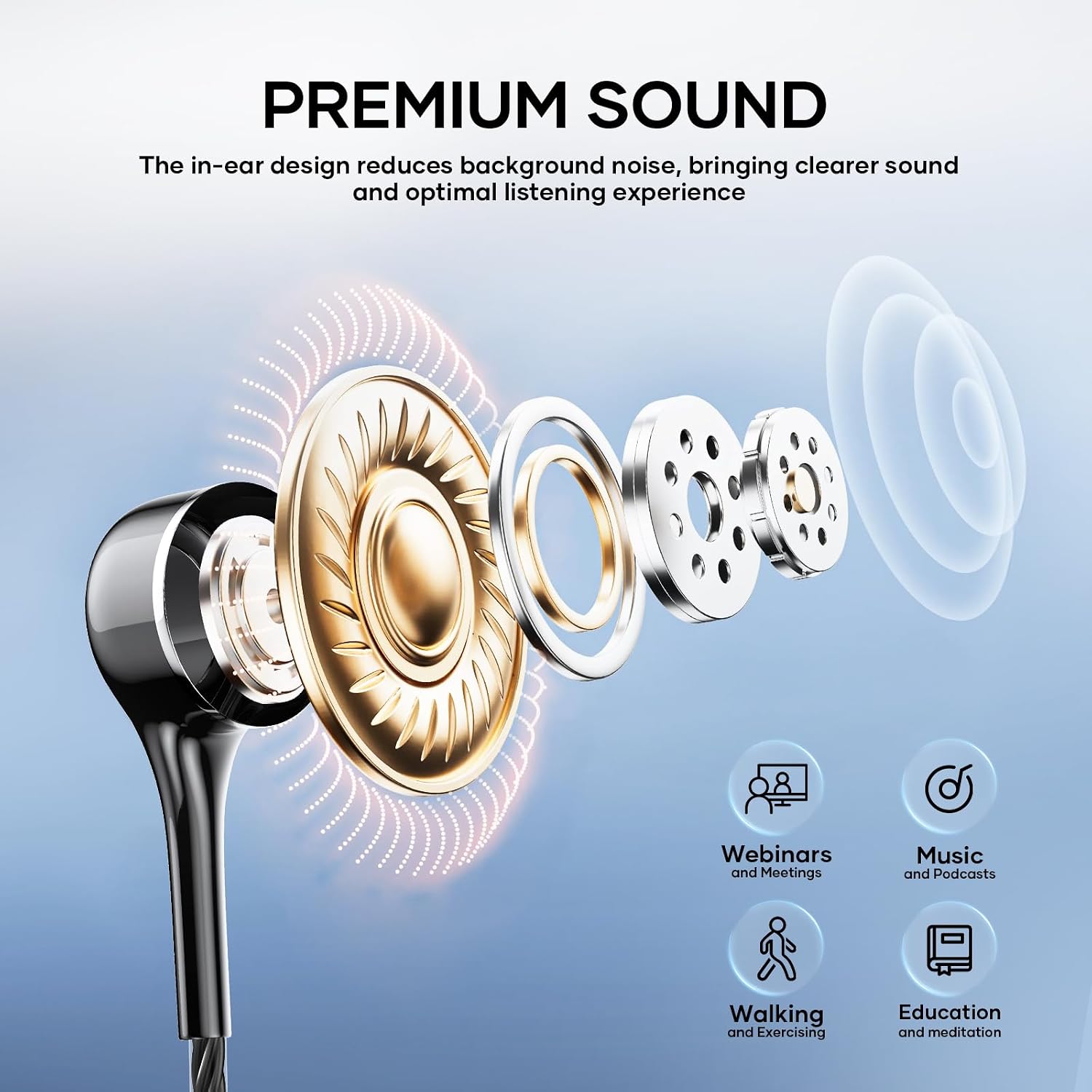AUDÍFONOS IN-EAR LWZCAM CON CABLE Y MICRÓFONO CON CONECTOR 3.5MM 5 UNIDADES - 3