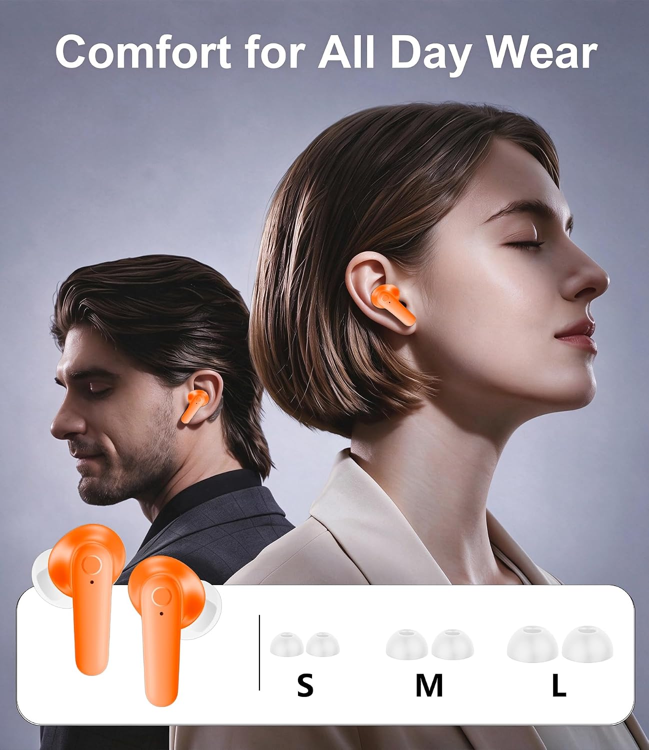 AUDÍFONOS INALÁMBRICOS MOZOTER N9I BLUETOOTH 5.4 TRUE WIRELESS NARANJA - 4
