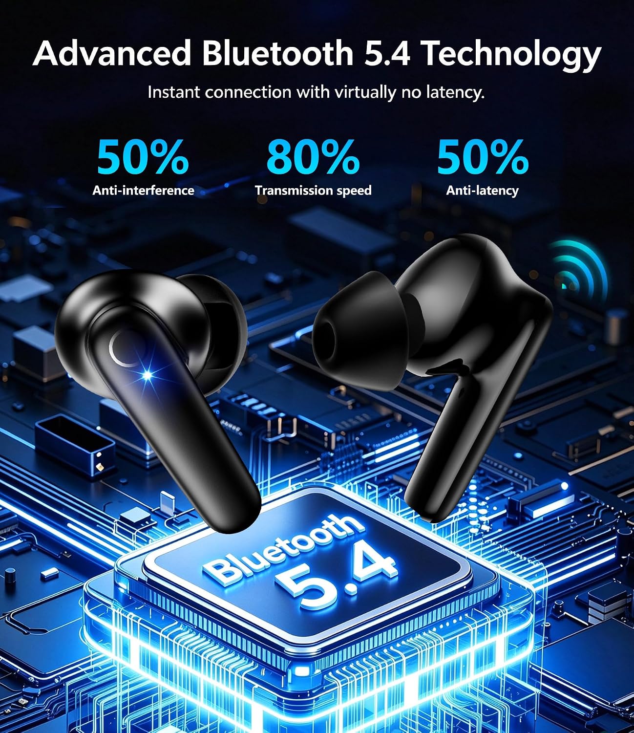 AUDÍFONOS INALÁMBRICOS MOZOTER N9I BLUETOOTH 5.4 TRUE WIRELESS NEGRO - 3