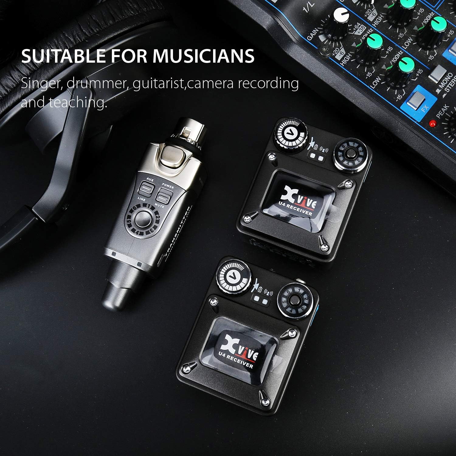 SISTEMA DE MONITOREO IN-EAR INALÁMBRICO XVIVE U4R2 CON 1 TRANSMISOR Y 2 RECEPTORES - 5