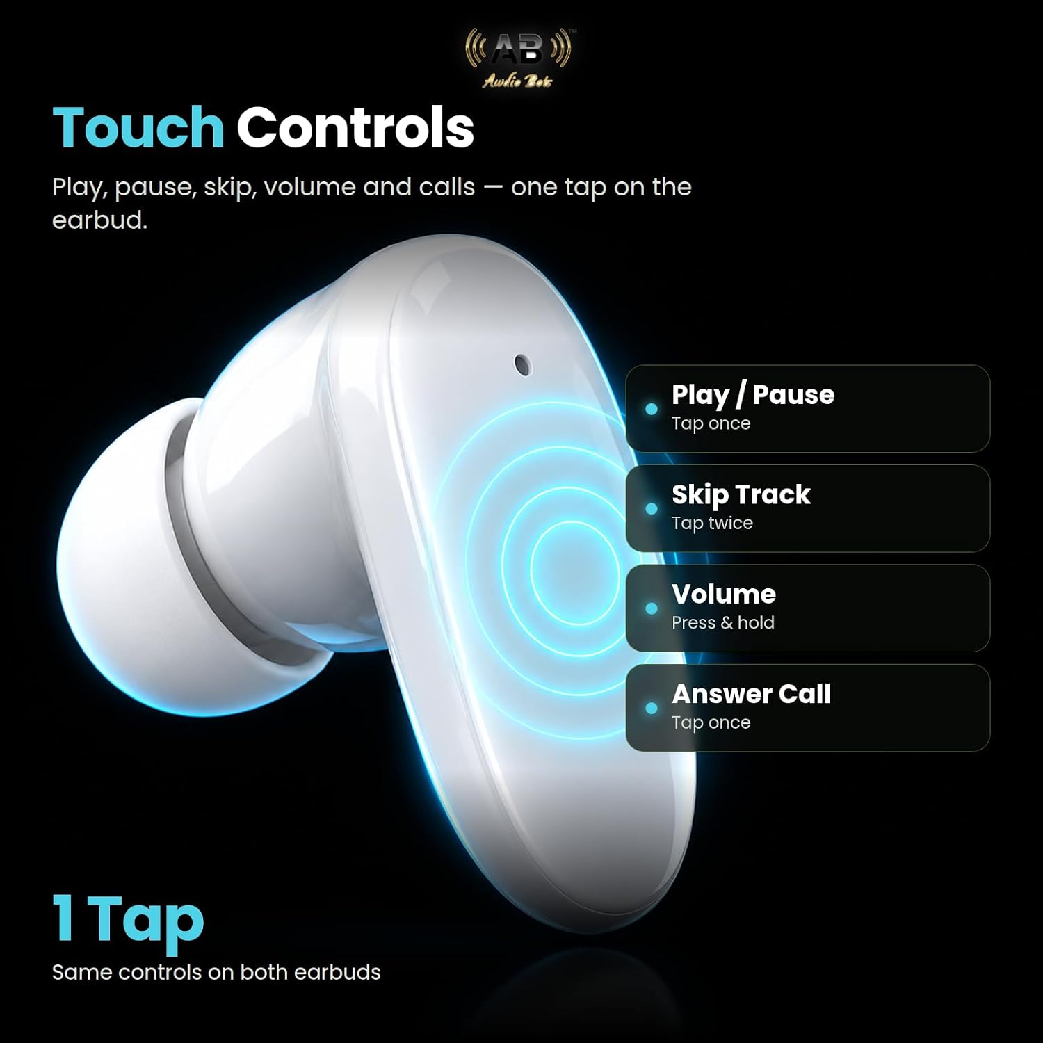 AUDÍFONOS INALÁMBRICOS AWDIO BOTS EVERYDAY SERIES BLUETOOTH TRUE WIRELESS BLANCO - 5
